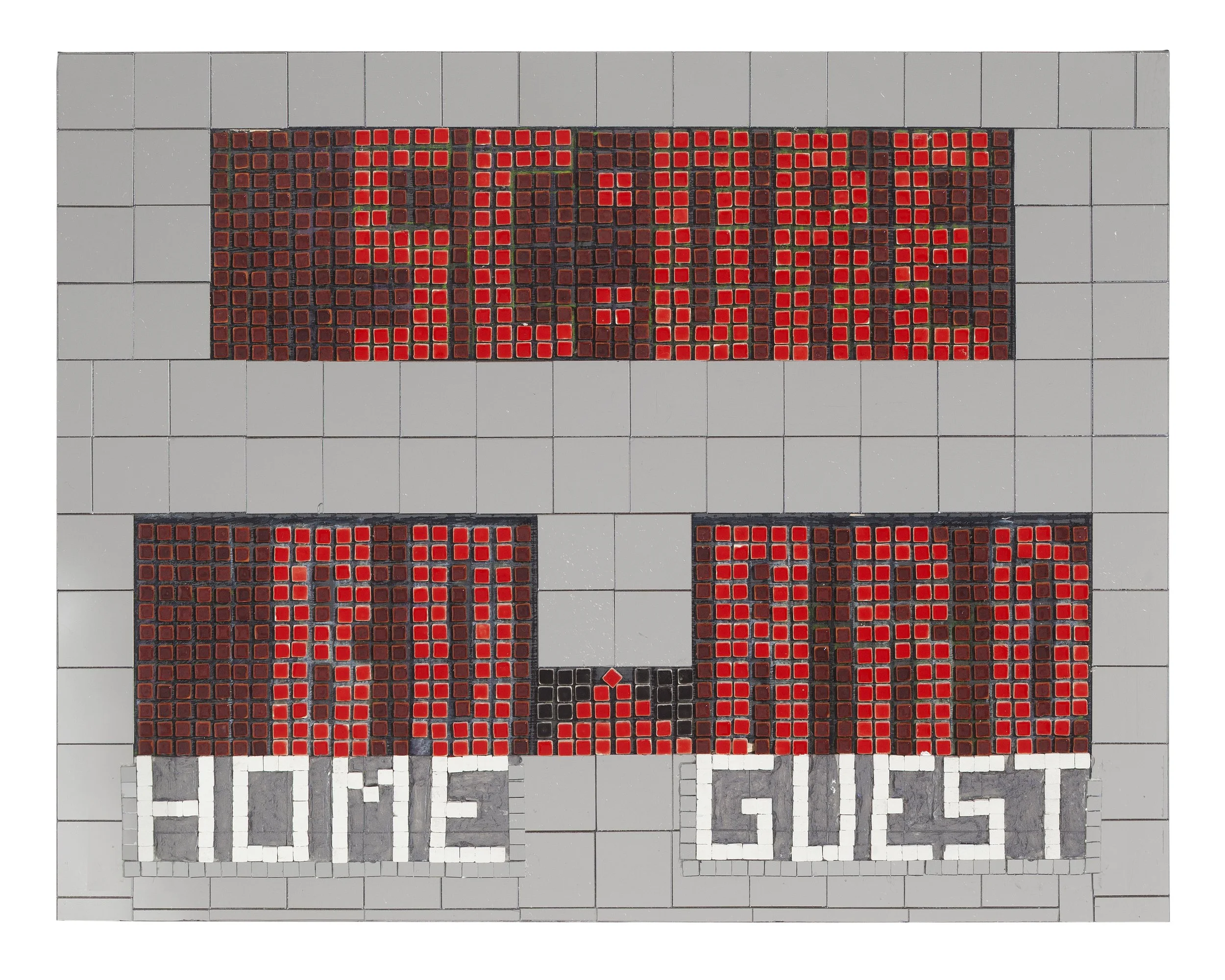 Scoreboard, 2026, Medium: Mirror, mosaic, paint, and reflective tape
11x14x1 in