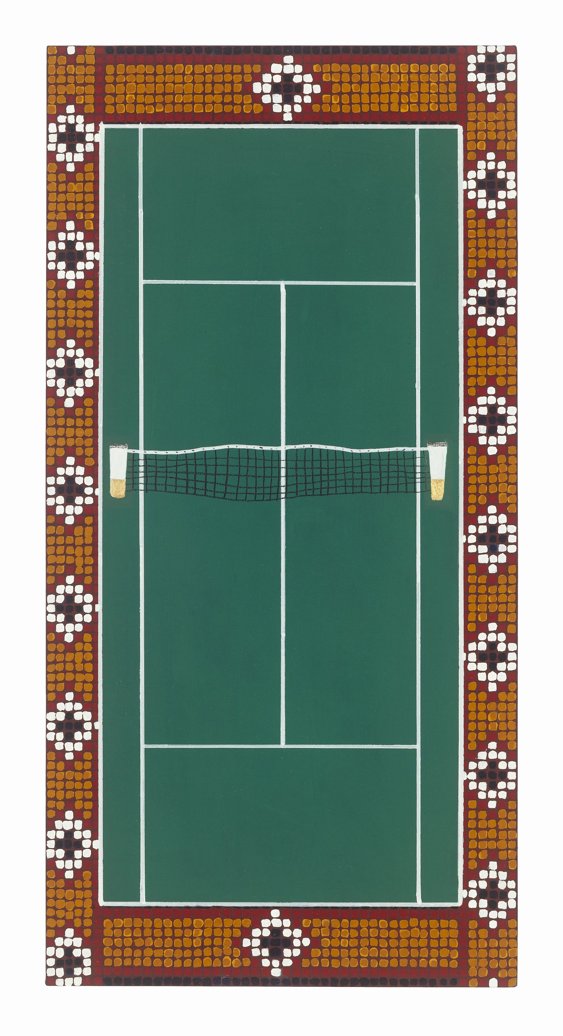 Study 7, 1966 Grand Central Tennis Courts, founded by Geza A. Gazdag, a Hungarian immigrant, Medium:  Flashe, oil and colored pencil on wood panel
24x12 in