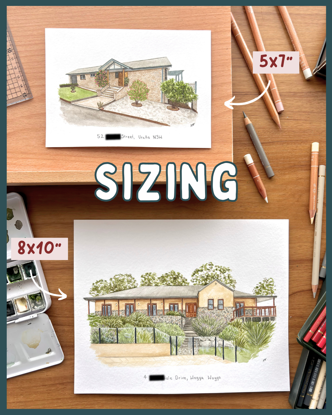 House portrait sizing options