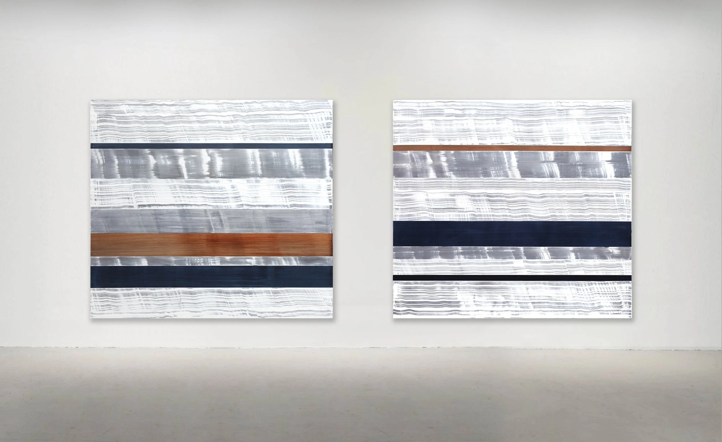 SP TEXT NO. 4 and NO. 3, 2019. Oil on linen 60 x 66 inches (152 x 168 cm). 