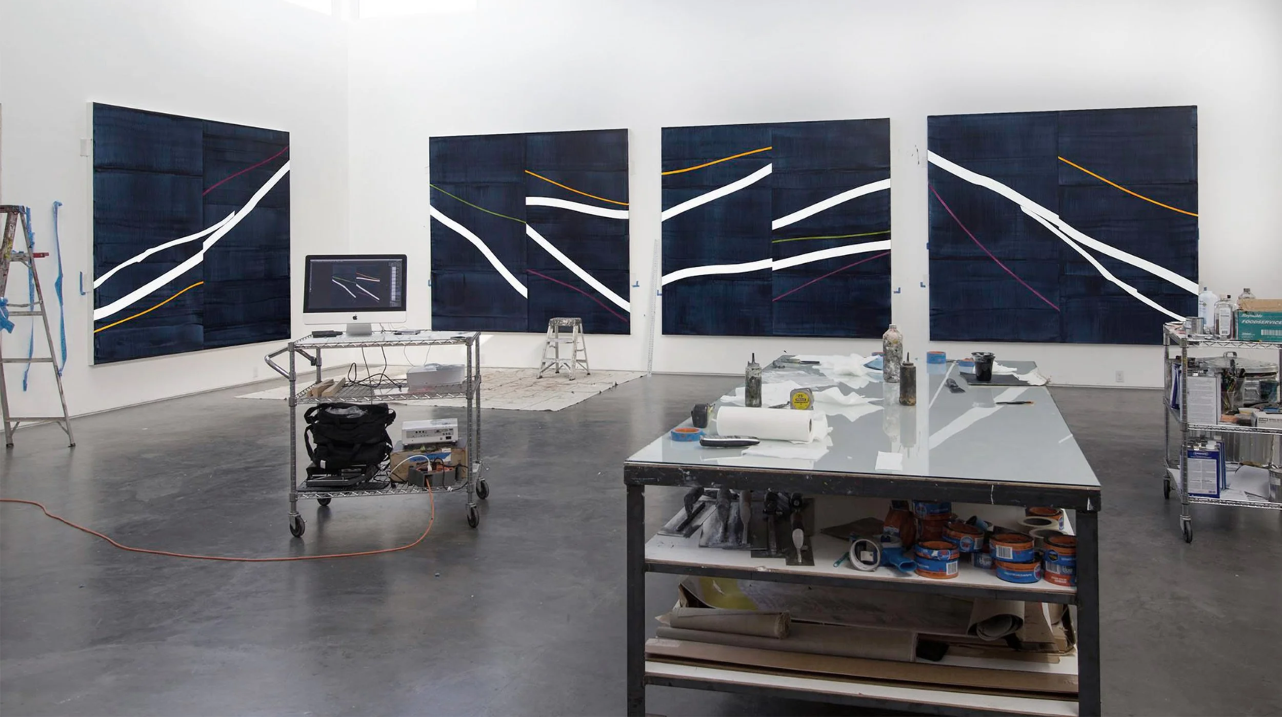 Installation view of NOCHE TRANSFIGURADA series, Artist Studio, Santa Fe, New Mexico 2016.