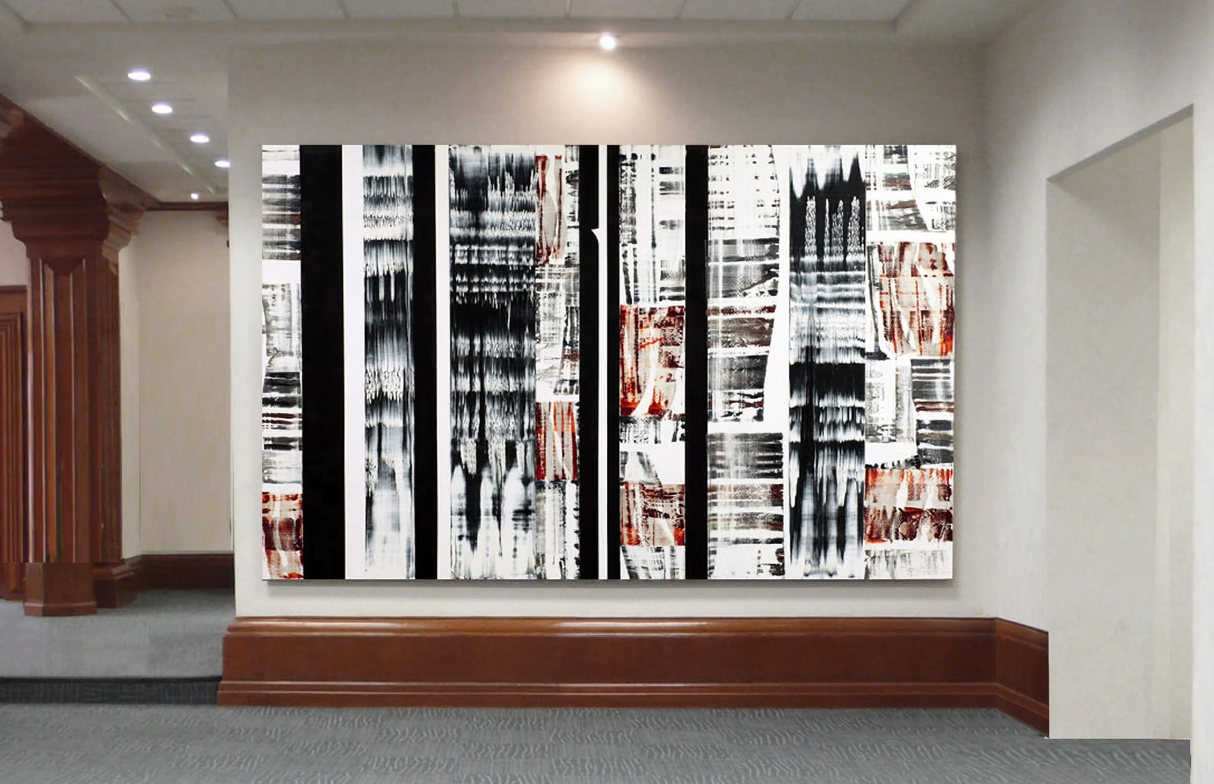 Installation view of ODENWALD 1152 NO. 17, 2008, Banco de Mexico Lobby. 