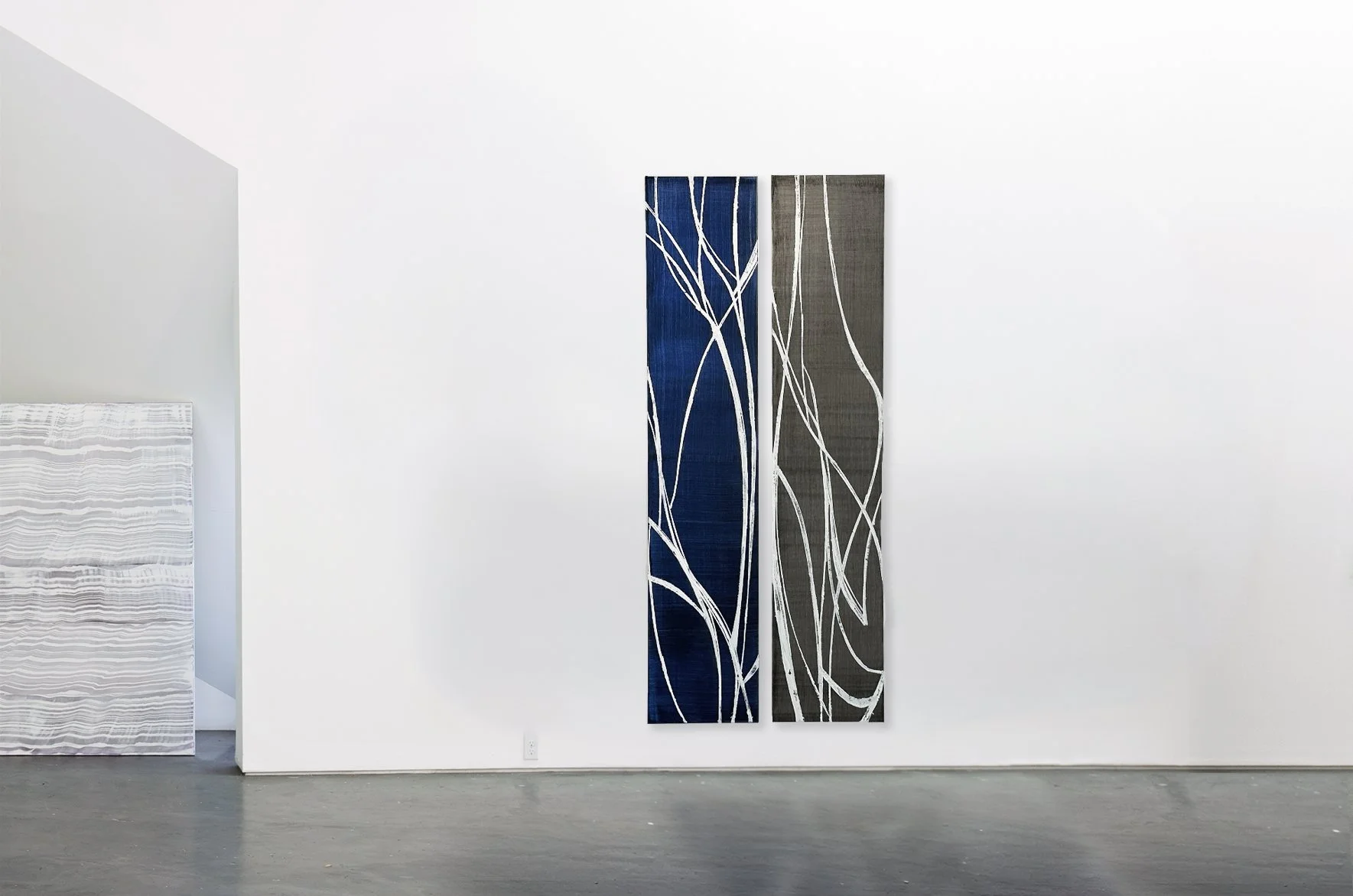    Installation view of Between the Lines series, artist’s studio, Santa Fe, NM, 2025.