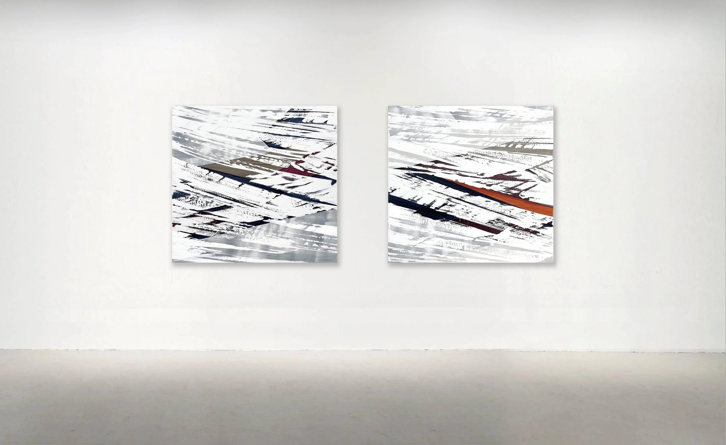 WHITE MOUNTAIN No. 11 and No. 10, 2024. Oil on Linen, 48 x 50 inches (122 x 127 cm). 
