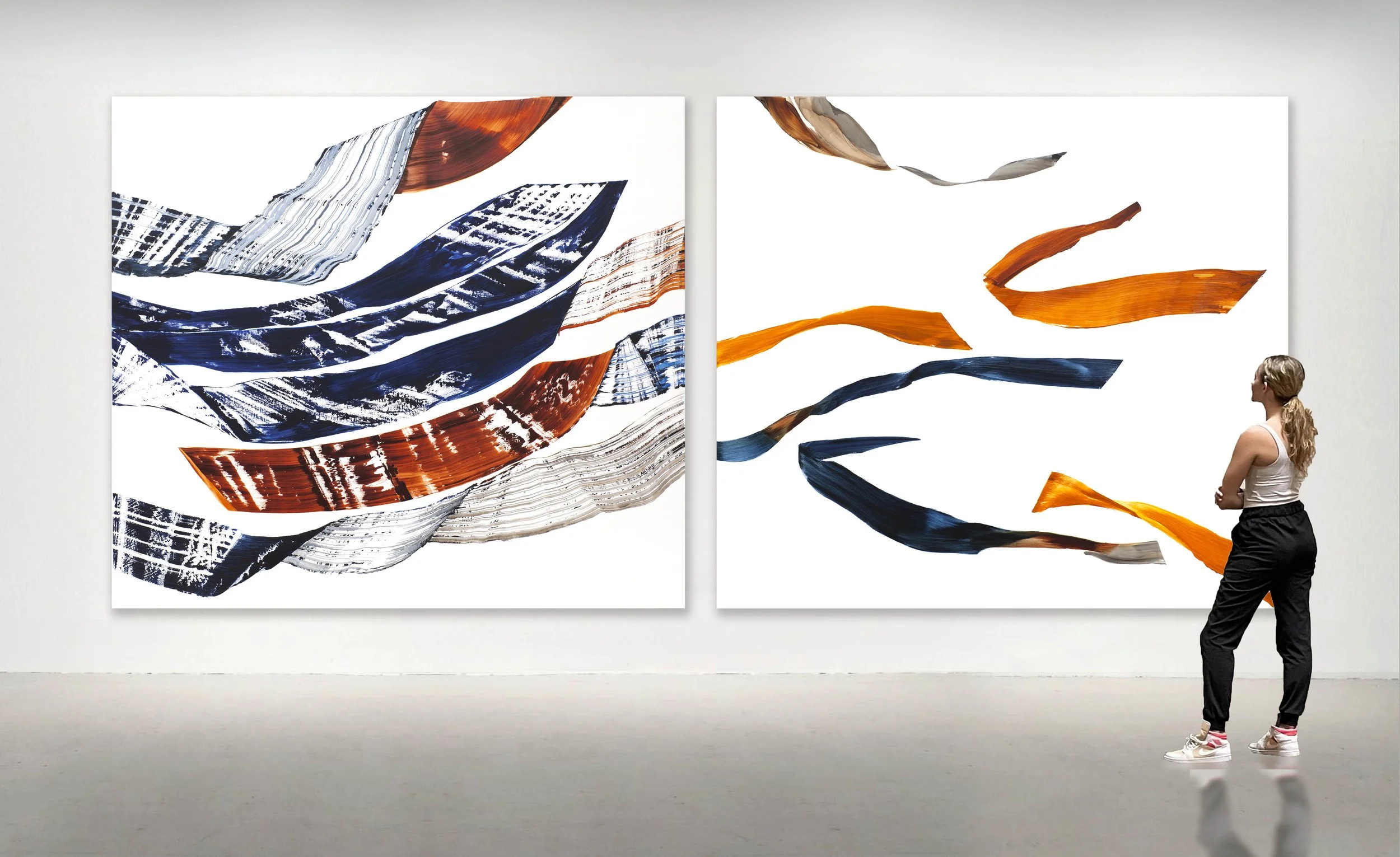 BHUTAN PF NO. 7 and NO. 8, 2015. Oil on Linen 98.5 x 110 inches (250 x 279.5 cm).