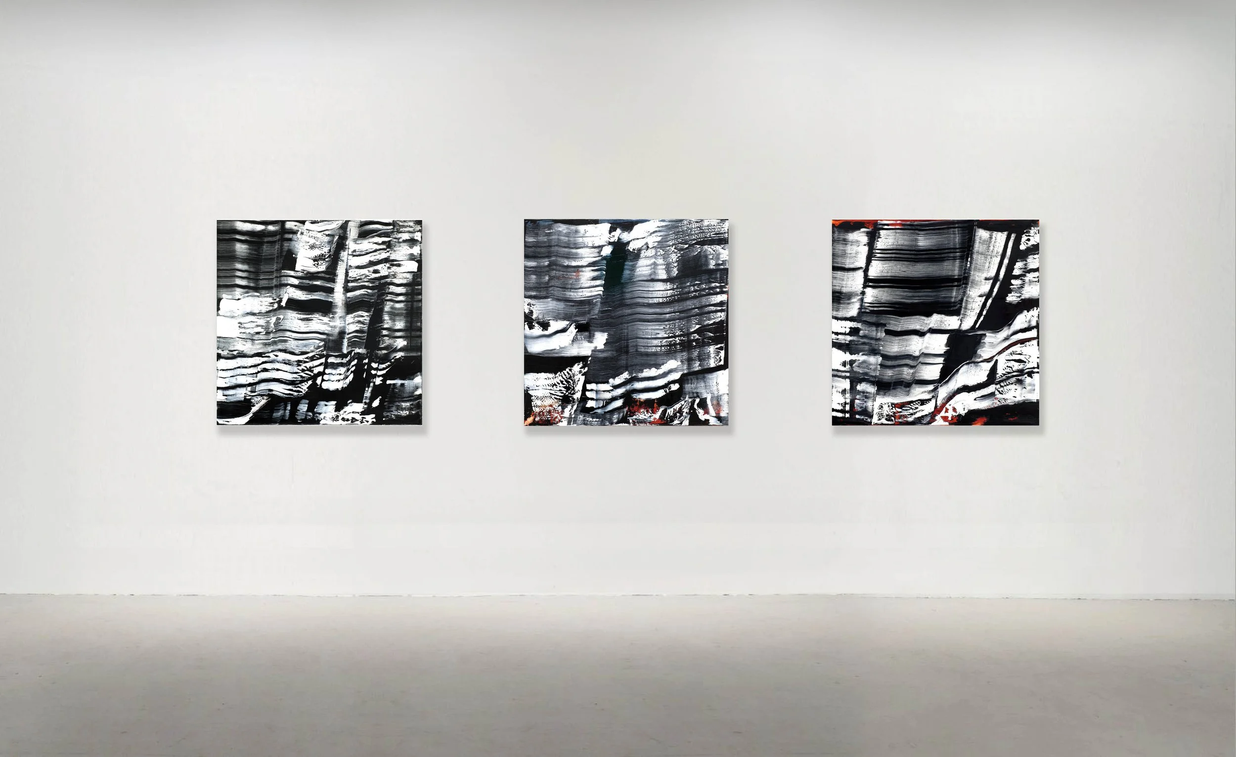 KORA MK NO. 1, NO. 4, NO. 2, 2010. Oil on Linen 33 x 33 inches (84 x 84 cm). PRIVATE COLLECTION, MEXICO CITY.
