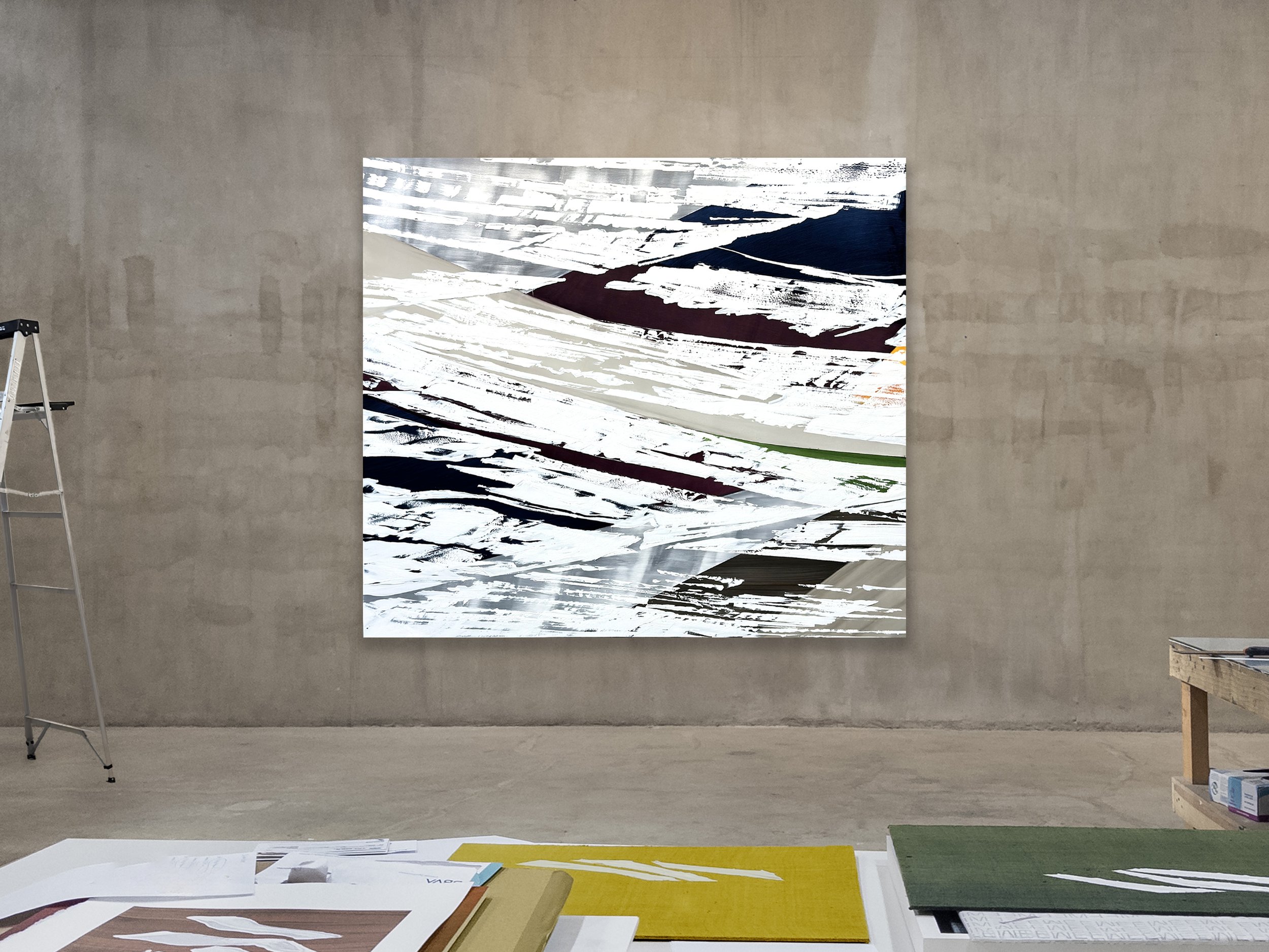 Installation View of the WHITE MOUNTAIN Series, artist's studio, Mexico City, 2025.