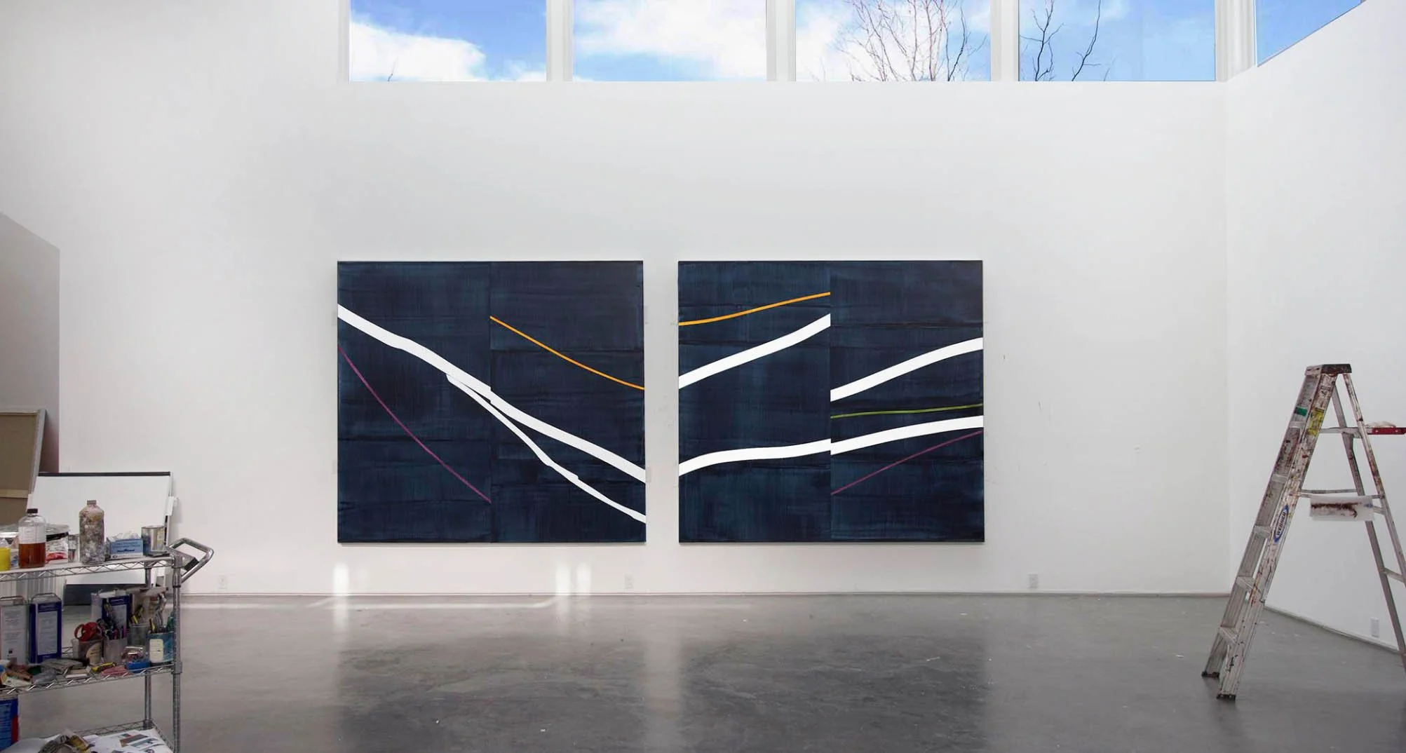 Installation view of NOCHE TRANSFIGURADA series, Artist Studio, Santa Fe, New Mexico 2016.