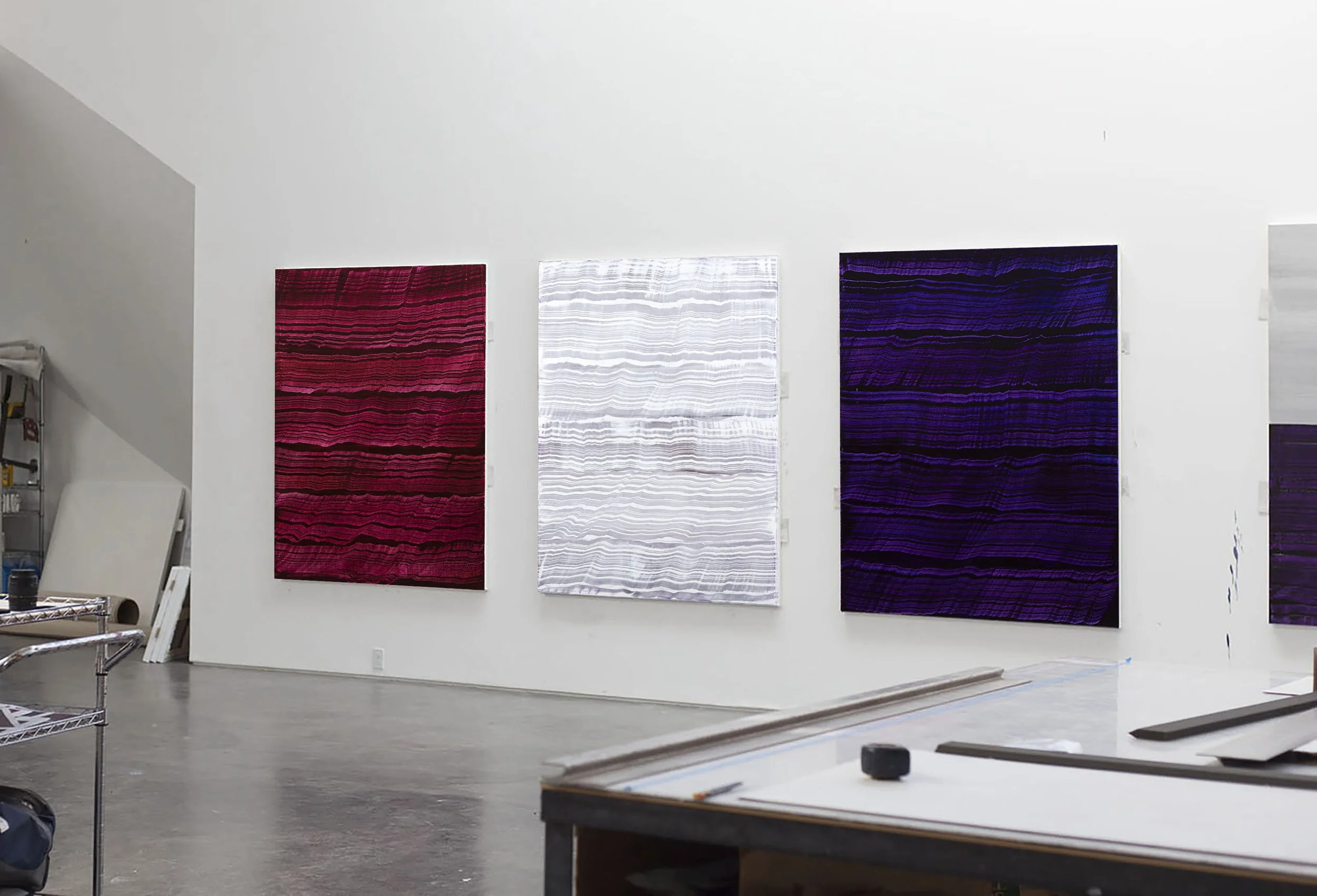 Installation view of the VIOLETA series, artist’s studio, Santa Fe, NM, 2017.
