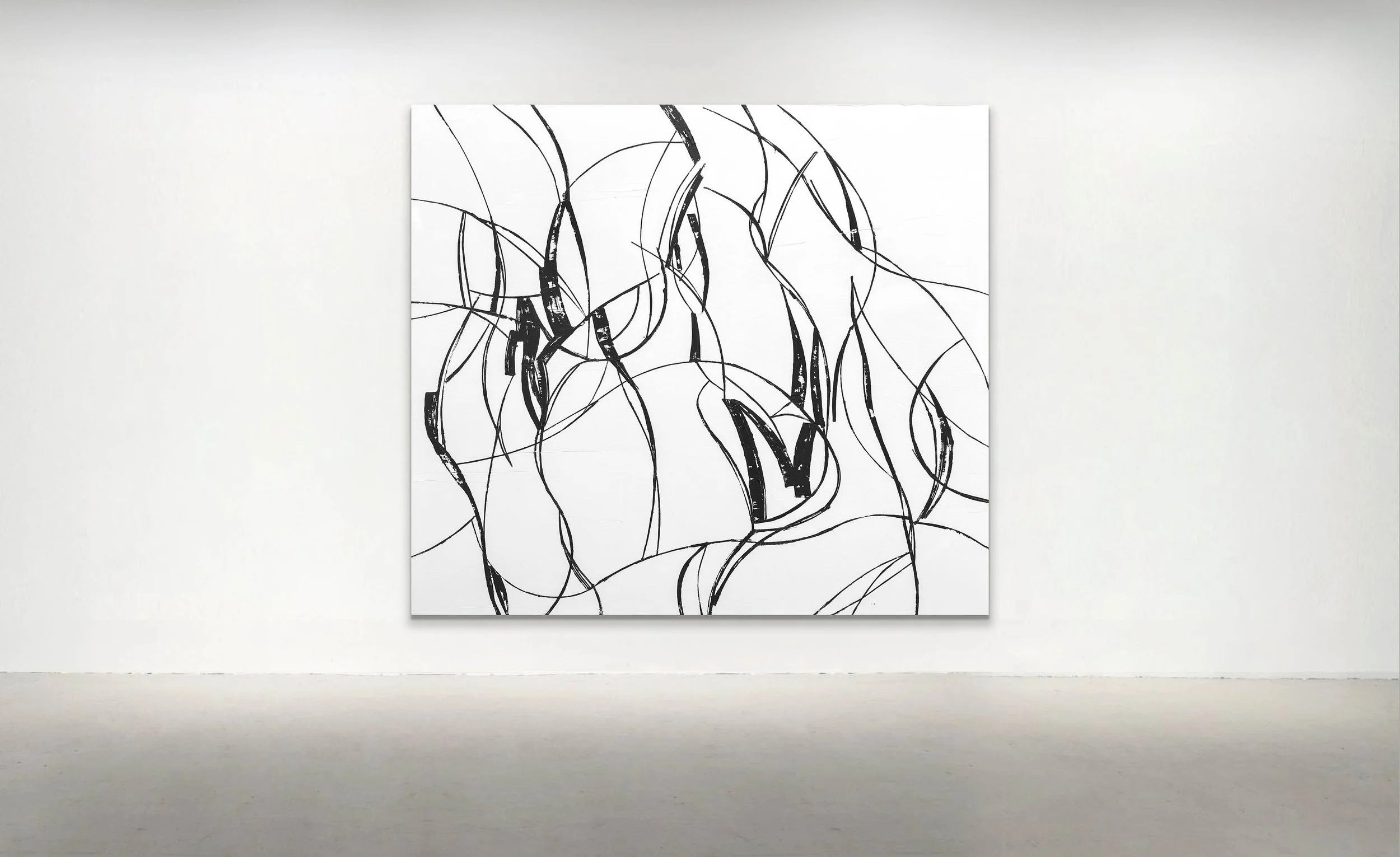 BETWEEN THE LINES GREY OVER WHITE 1, 2026. Oil on Linen, 78.5 x 90.5 inches (200 x 230cm)