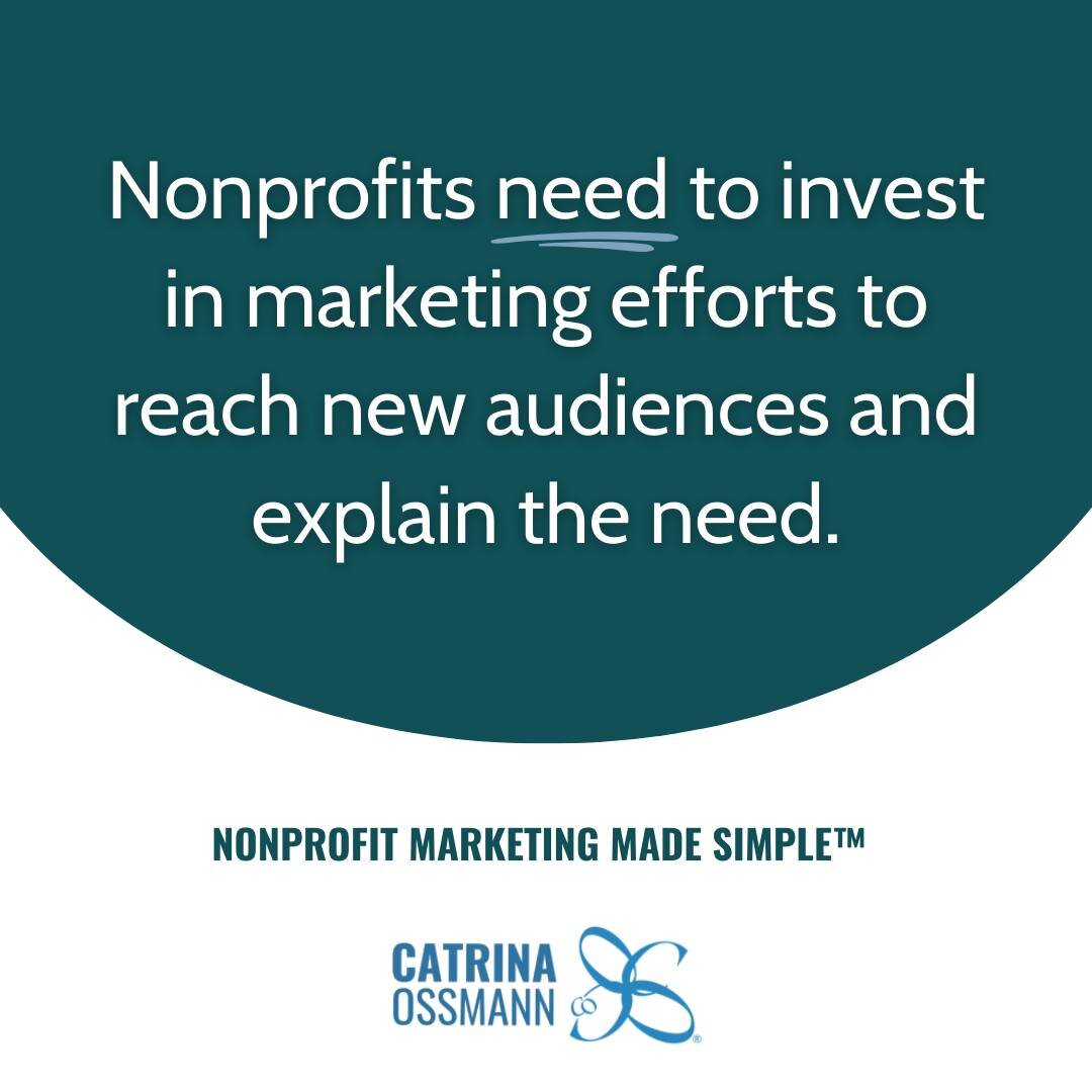 Investing in marketing is a must if your nonprofit is looking to expand its audience. 

💻 Updated Website
💬 Social Media Marketing/Ads
📧 Email Marketing
📣 Marketing Plan for Events
💌 Mailings

#NonprofitMarketing #NonprofitMarketingMadeSimple #S