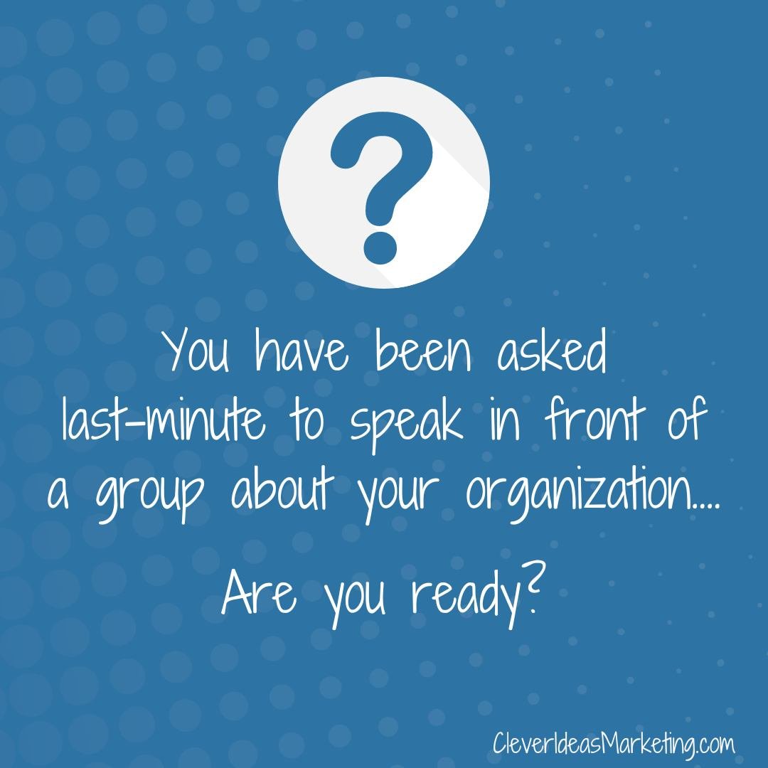 You have been asked last-minute to speak in front of a group about your organization.

Do you have something ready?

If not, here are some ideas for a ready-to-go presentation: 

1️⃣ Basics about your nonprofit 
Include your mission/vision/values, wh