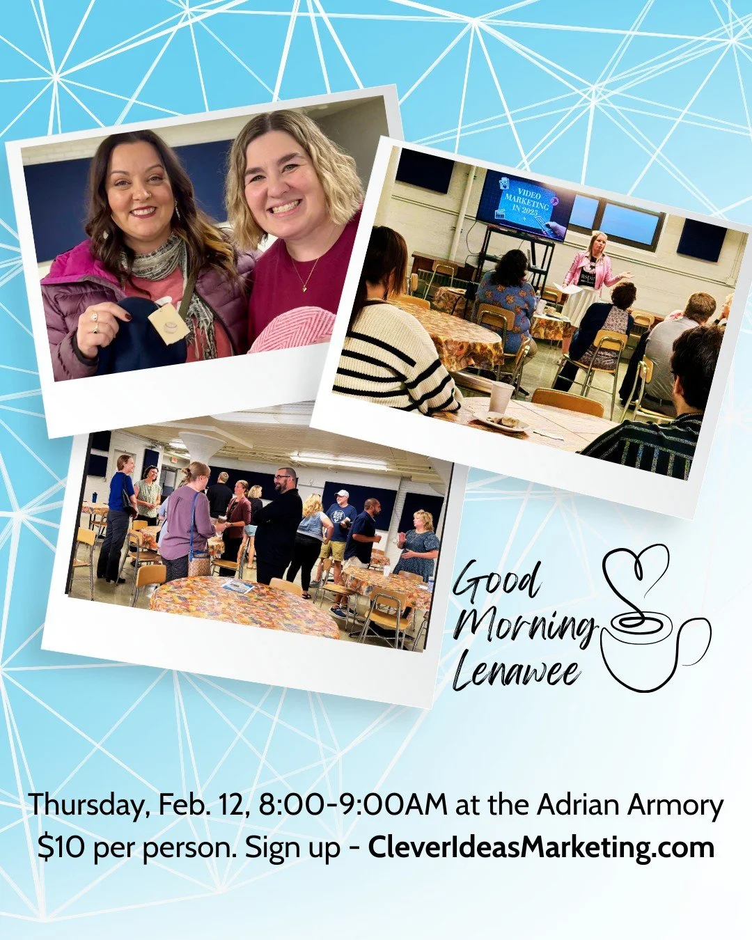 Do you have plans for Thursday morning?

Join us for a business networking event! 

Meet with other local professionals, learn something new and give back at our Good Morning Lenawee Networking Event this Thursday, February 12.

Presentation from Jos