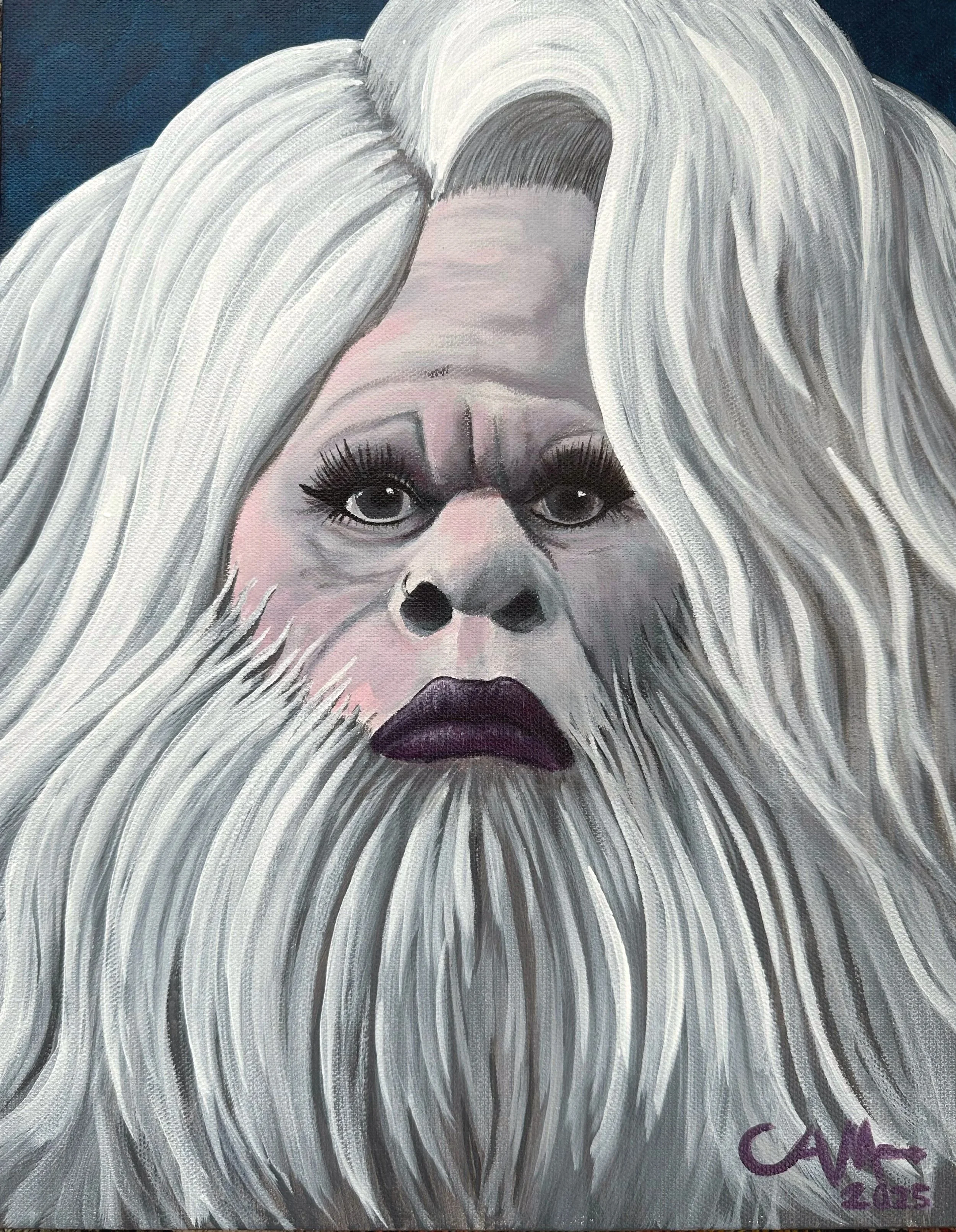 'Coupe Sasqueen' - 2026, acrylic on canvas, 11" x 14"