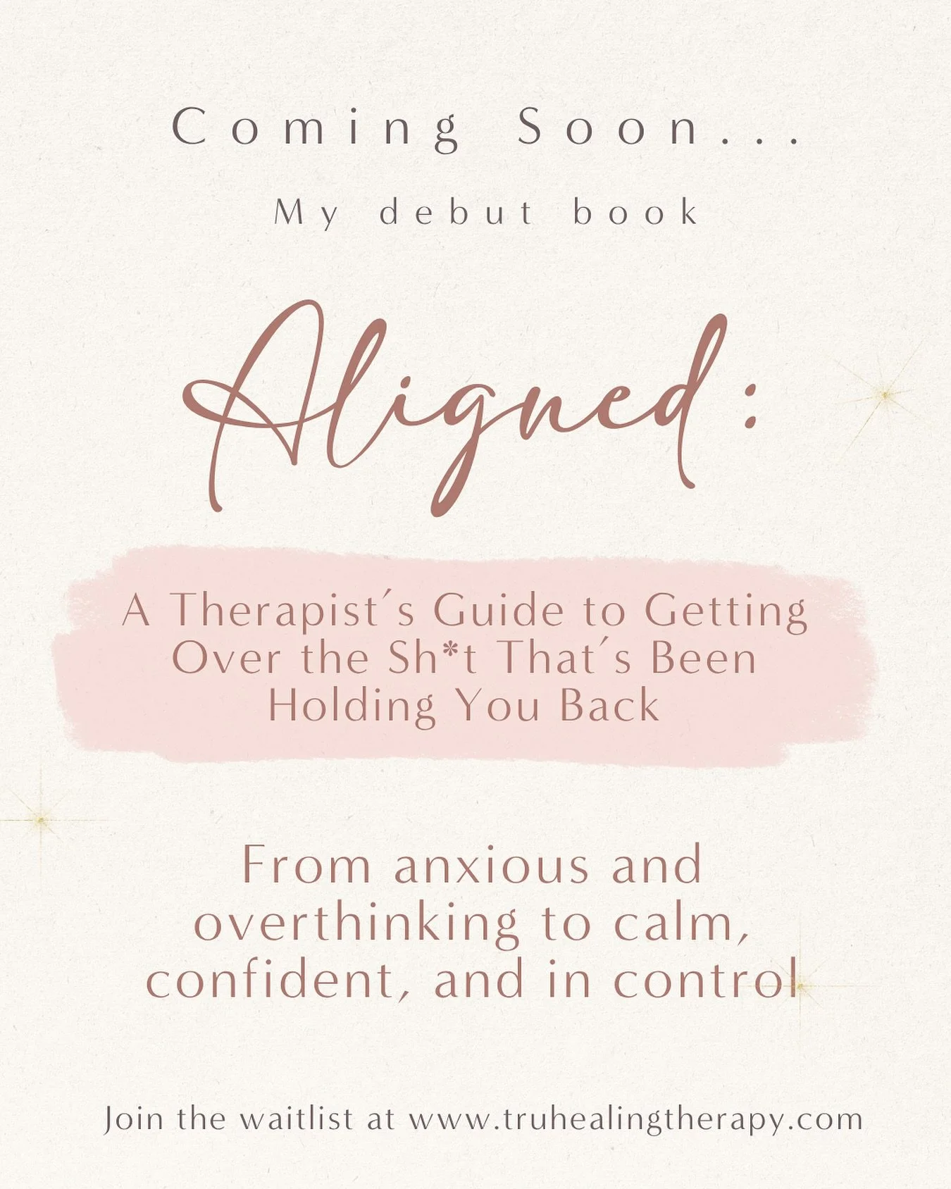 This one has my heart. ❤️
I poured literally everything I have into this book — over 13 years of experience as a therapist. 
It’s called Aligned: A Therapist’s Guide to Getting Over the Sh*t That’s Been Holding You Back&mdas