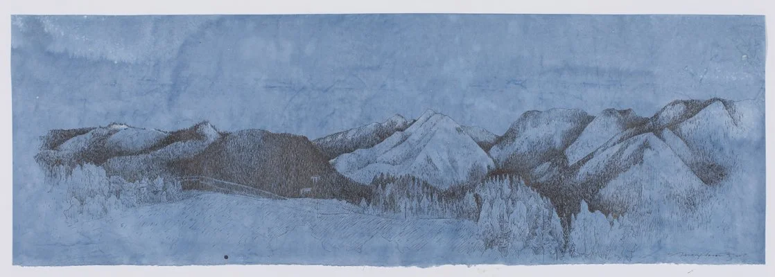 Peshastin Valley  ink & conte pencil on dyed kozo paper, 31.5 x 10.5”, 2017
