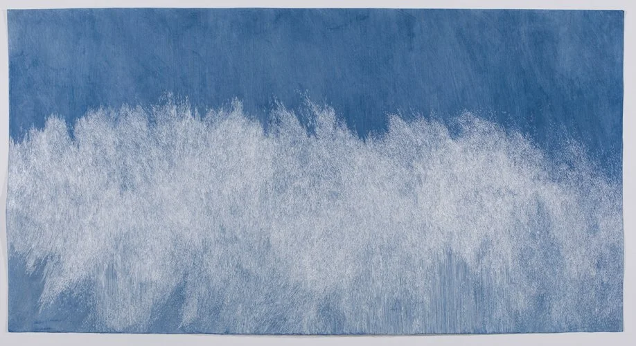 'I Was With The Rain', sumi ink on dyed mulberry paper, 38 x 104", 2018