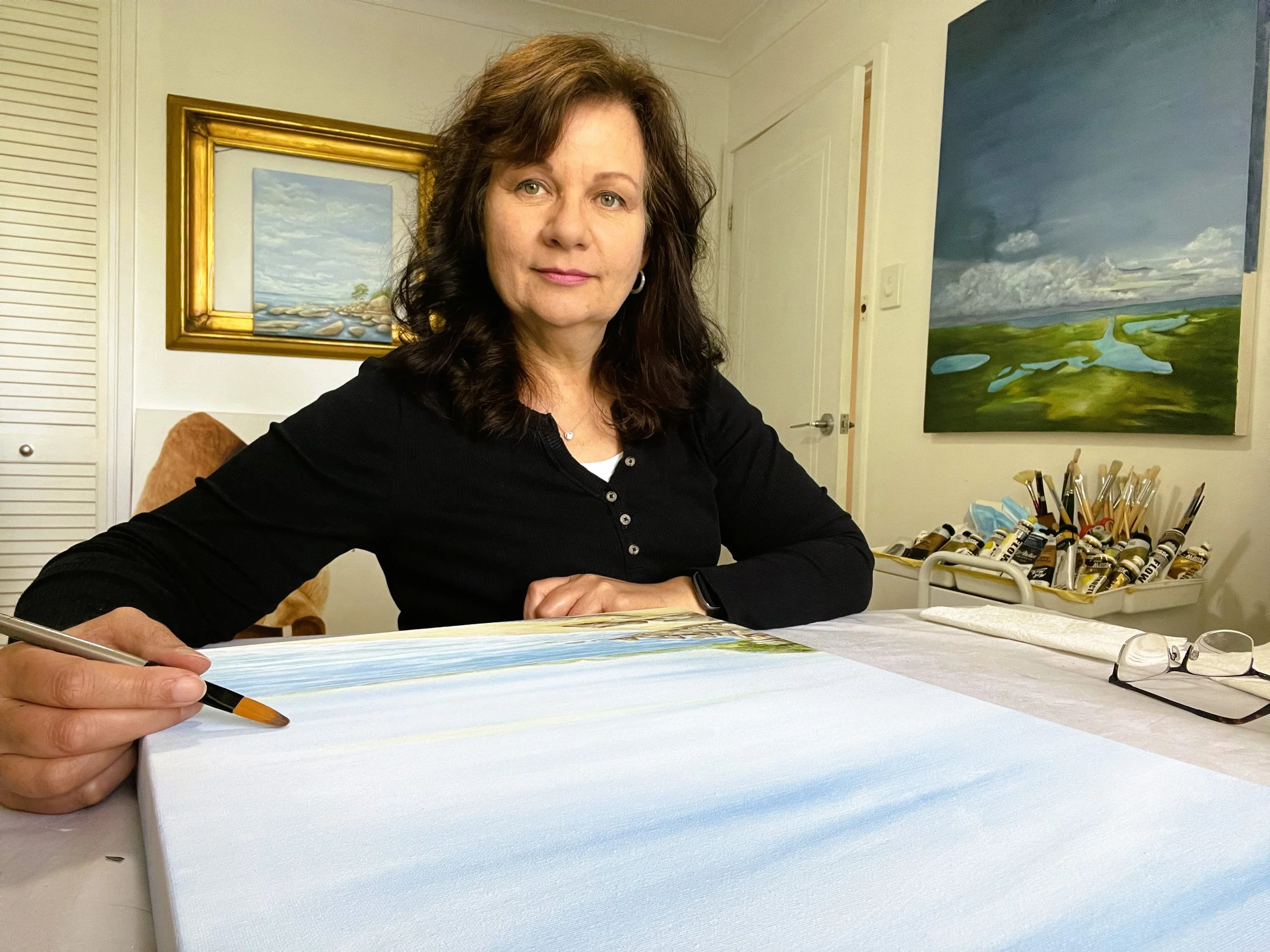 Vivian working in her studio