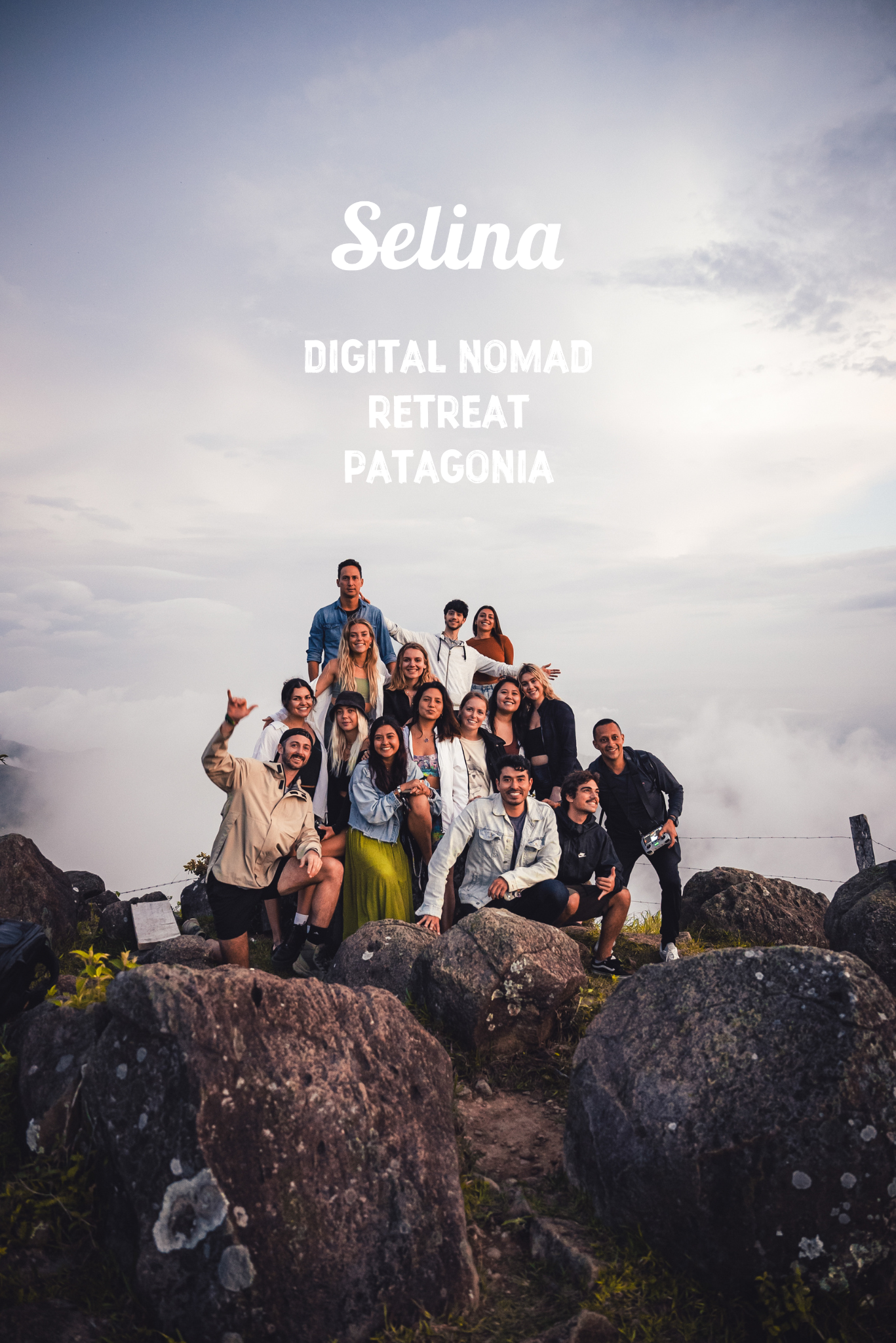 Group of smiling like-minded digital nomads on a wellness lifestyle retreat in Costa Rica.