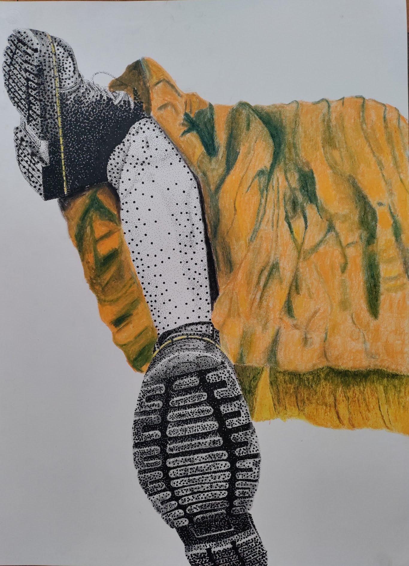 Intro to Figure Drawing
The Unconventional Figure
Pen and Oil Pastels on Bristol 18x24"