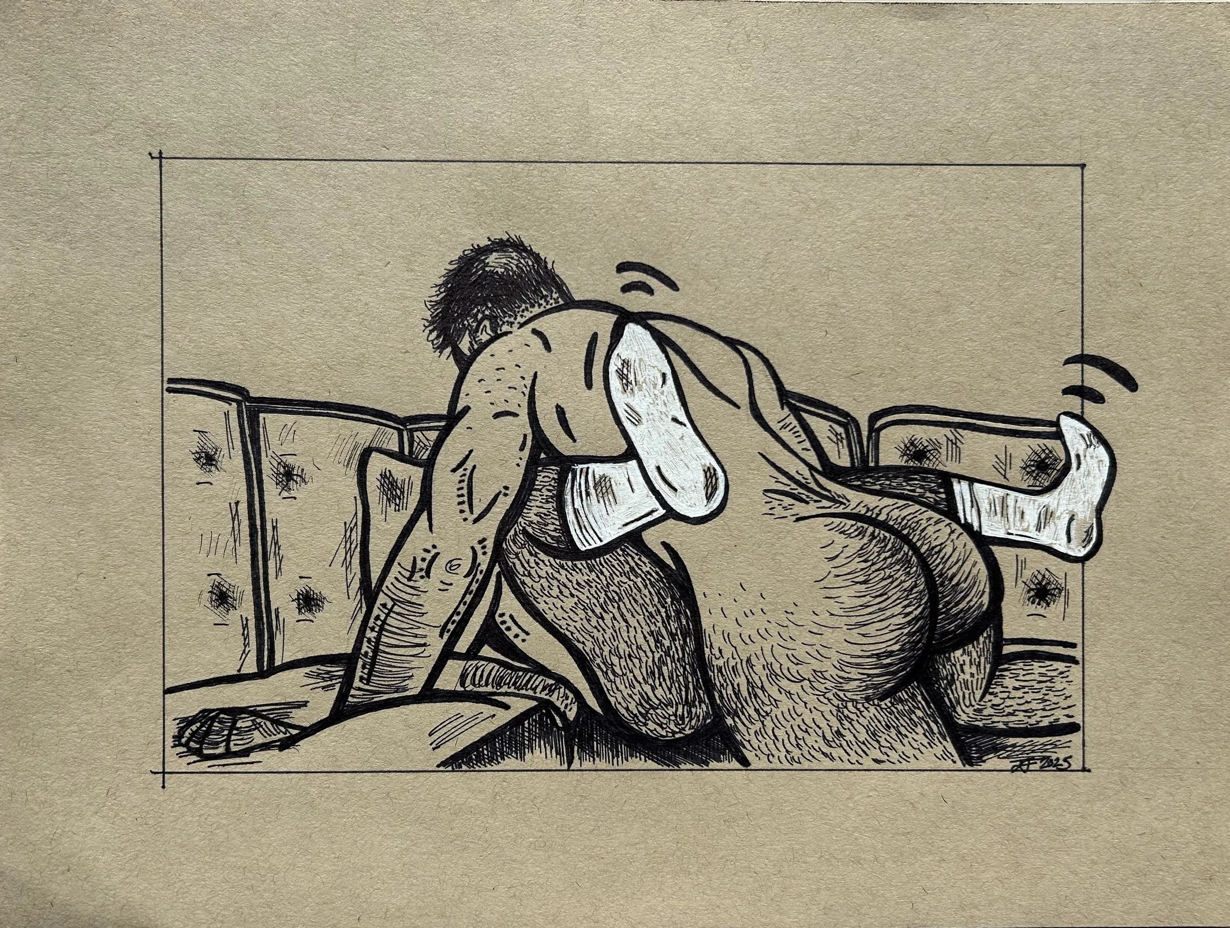 Untitled-2025, Ink Sketch, 9"X11" Framed, $150