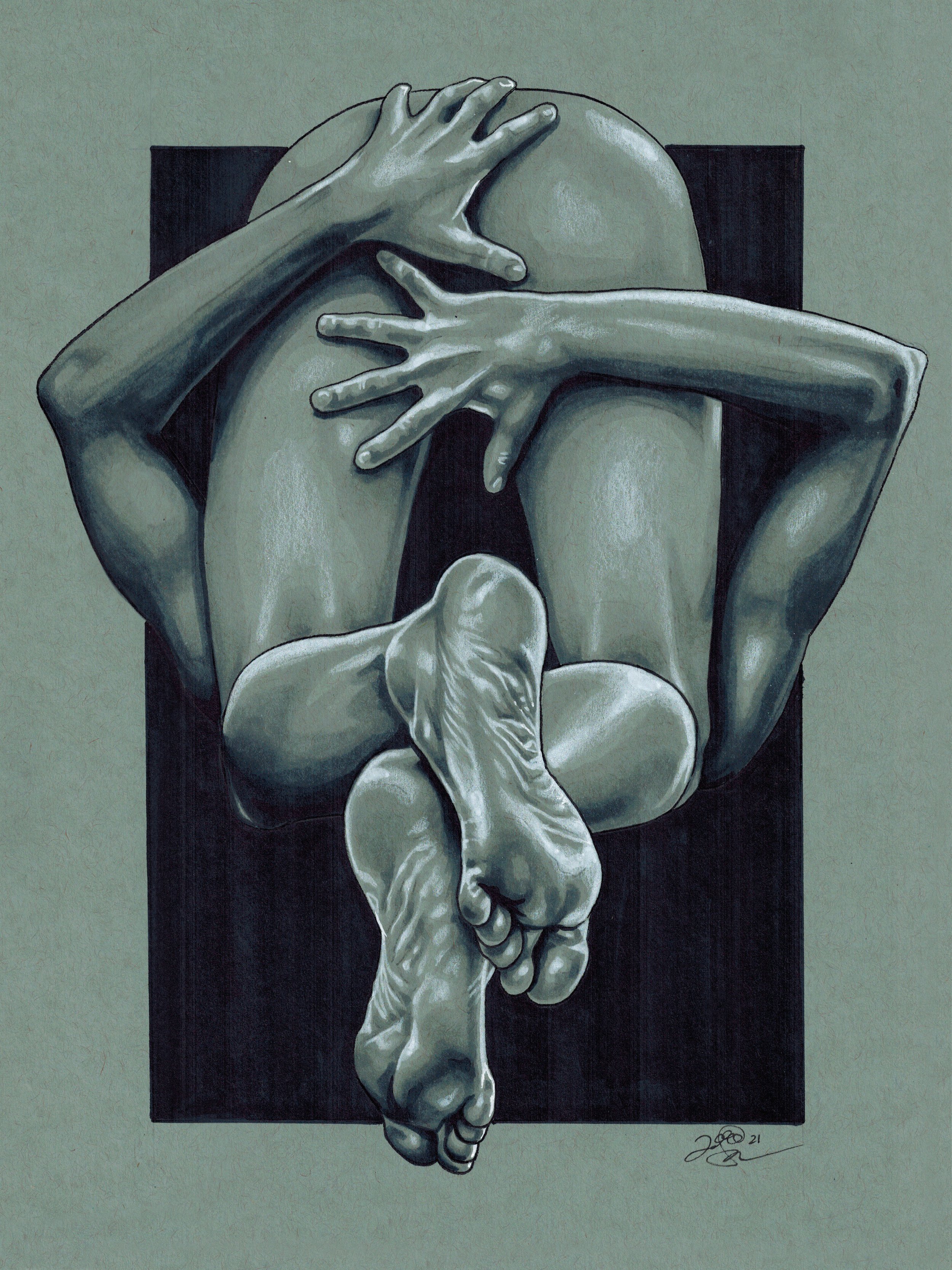 Plow Pose - 12x16 framed
Pencil, Colored Pencil and White Paint
$150