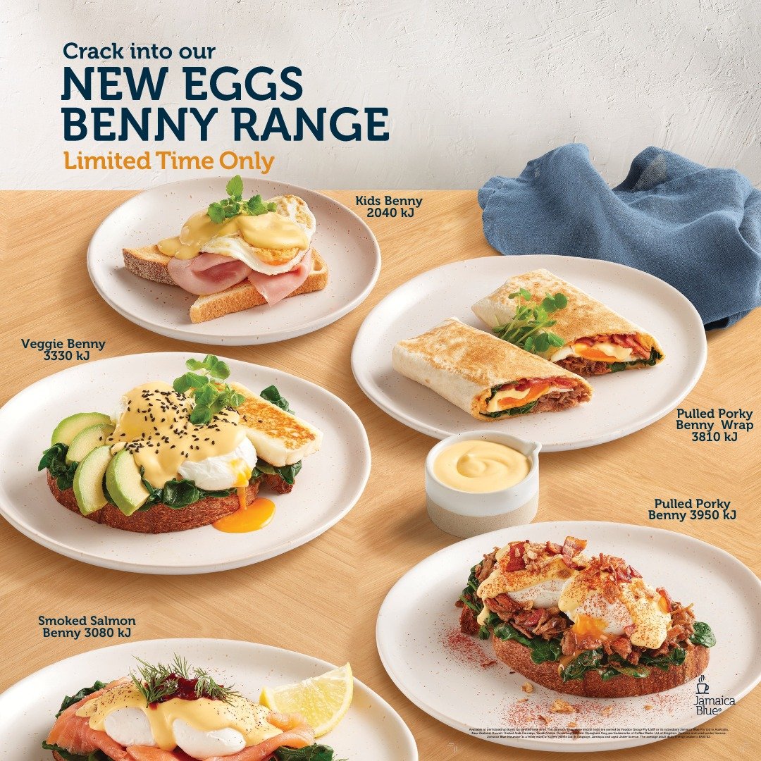 At @jamaicablue delight your taste buds with their newest Eggs Benny Range. Indulge in a variety of delicious Eggs Benny-inspired dishes, freshly prepared and ready for you to enjoy. Available in-store now, discover your new favourite today!