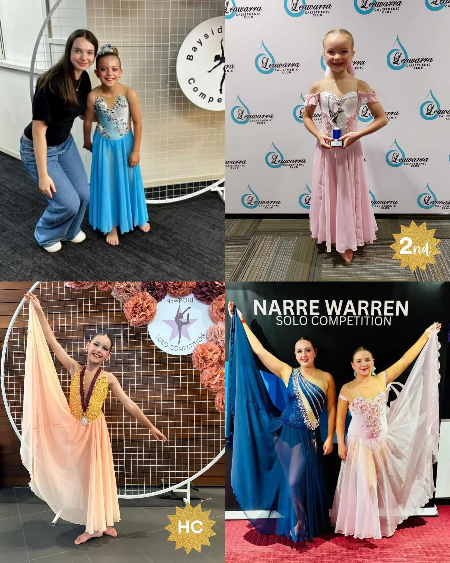 Congratulations to all our beautiful performers who took to the stage in Weekend 2 of the Solo, Duo &amp; Trio Competition.

WEEK 2 &ndash; GRACEFUL SOLO RESULTS

9 Years

Div 2
Indiana F &ndash; Coach Eden Vass

⸻

10 Years

Div 3
Scarlett L &ndash;