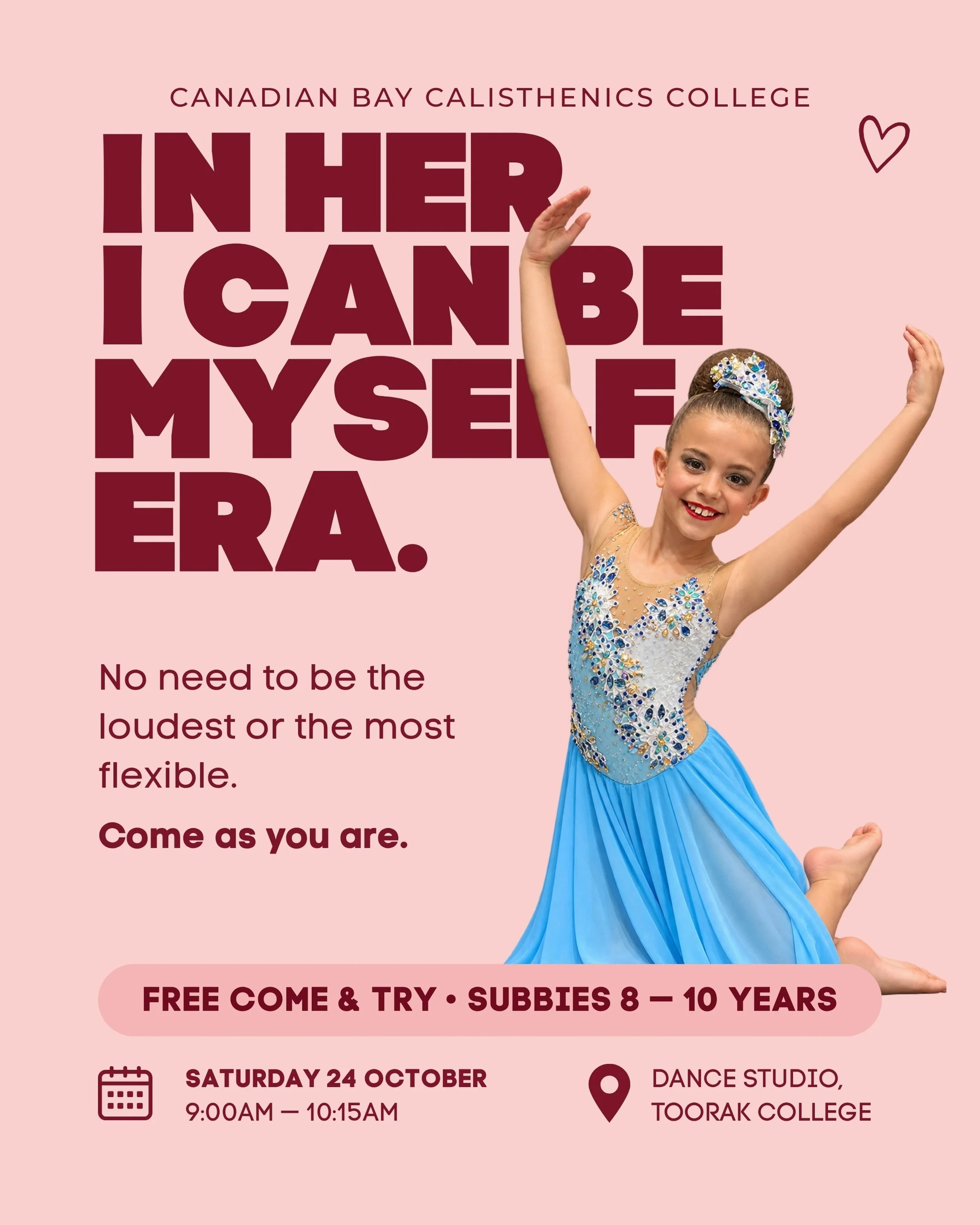 After a fabulous Come &amp; Try last weekend, we&rsquo;re keeping the cali era going!

Our Come &amp; Try fun continues this Saturday, and it&rsquo;s not just for our Tinies aged 3&ndash;7! We&rsquo;re also welcoming Subbies (8&ndash;10 years), with 