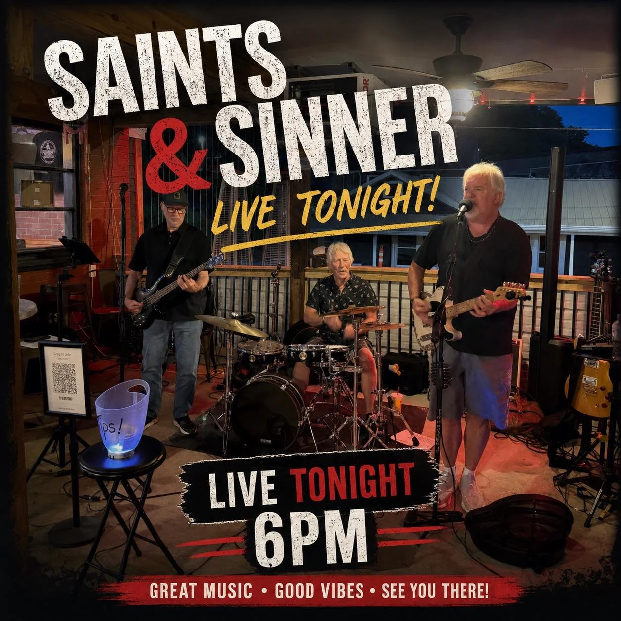 Let&rsquo;s kick off the weekend right! 
Saints and Sinners are Live at 6pm

#SaintsAndSinner #LiveMusicTonight #ChimneyRockNC #LakeLureNC #WesternNorthCarolina #SupportLocalMusic #NCMusic #SmokehouseVibes #GoodFoodGoodMusic #WeekendVibes #ChimneyRoc