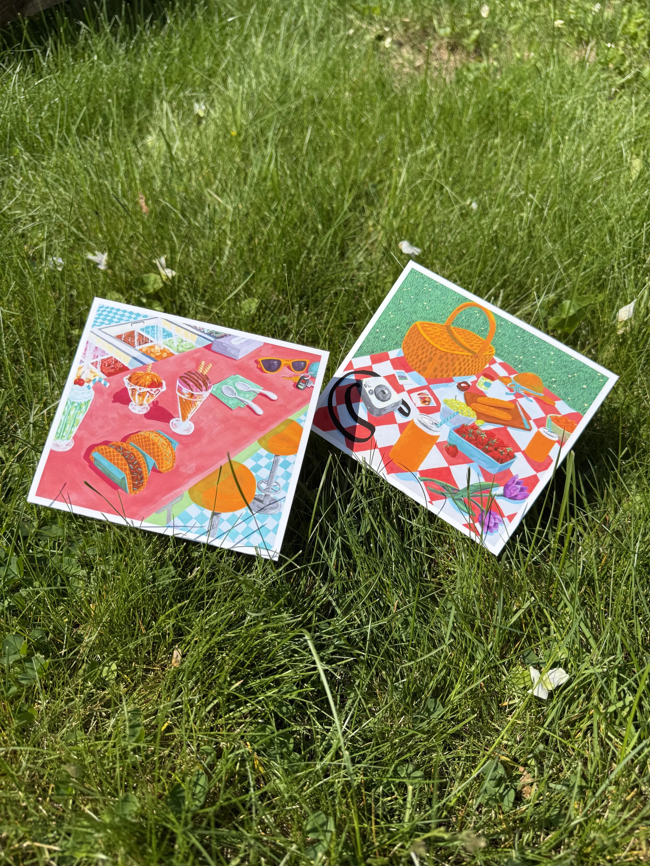 Calendar Mini Print Collection | Gouache Ice Cream Bar & Picnic Art Prints