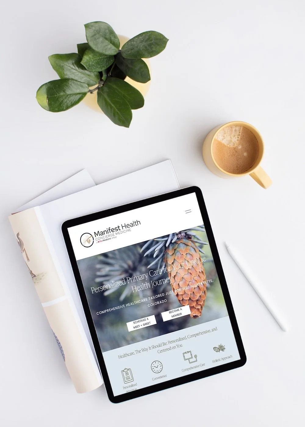 Manifest Health Concierge Medicine's Home Page on an ipad.