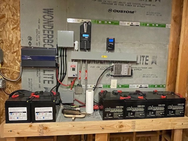 Controls and battery bank for off grid hybrid system