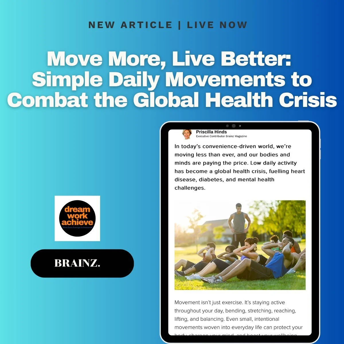 Move More, Live Better 🚶🏿&zwj;♀️🚶🏼&zwj;♂️🚴&zwj;♀️

Modern life has engineered movement out of our days &mdash; and our health is paying the price. Low activity fuels heart disease, diabetes, and mental fatigue.

The good news? Small, intentional
