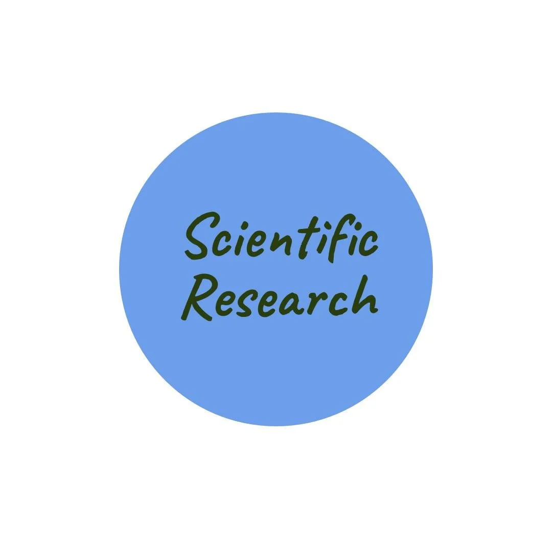 A blue circle with the word scientific research inside it.