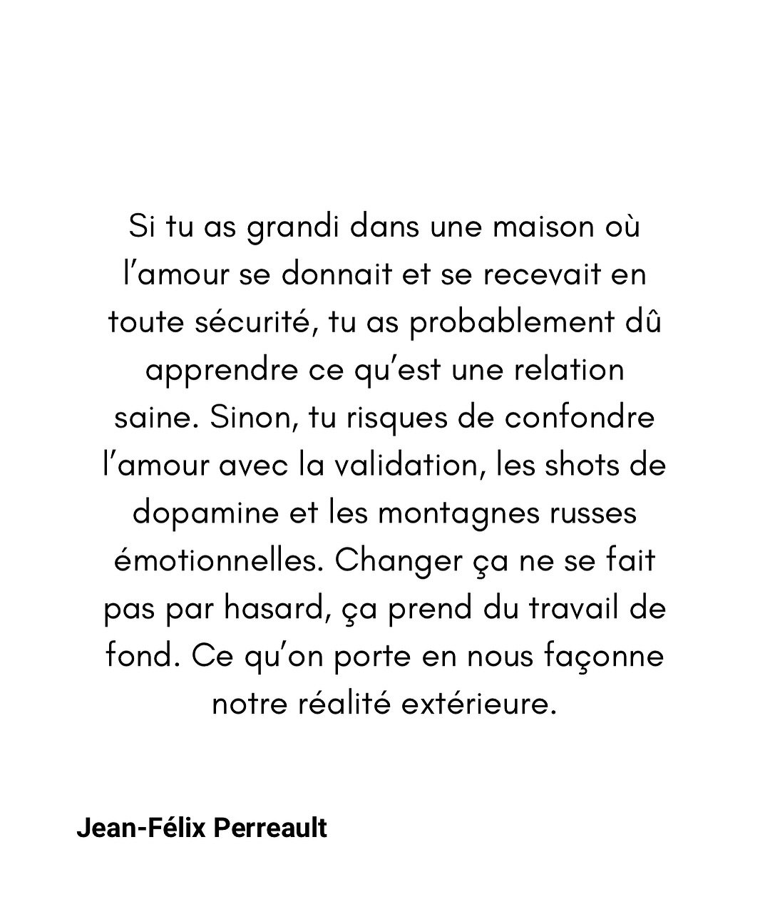 Donner et recevoir est &agrave; la base de ce qui nous unis tous. C'est une forme d'amour qui doit circuler librement pour r&eacute;ussir &agrave; cr&eacute;er des liens qui sont sains pour tout le monde impliqu&eacute;s. 

Apprendre &agrave; recevoi