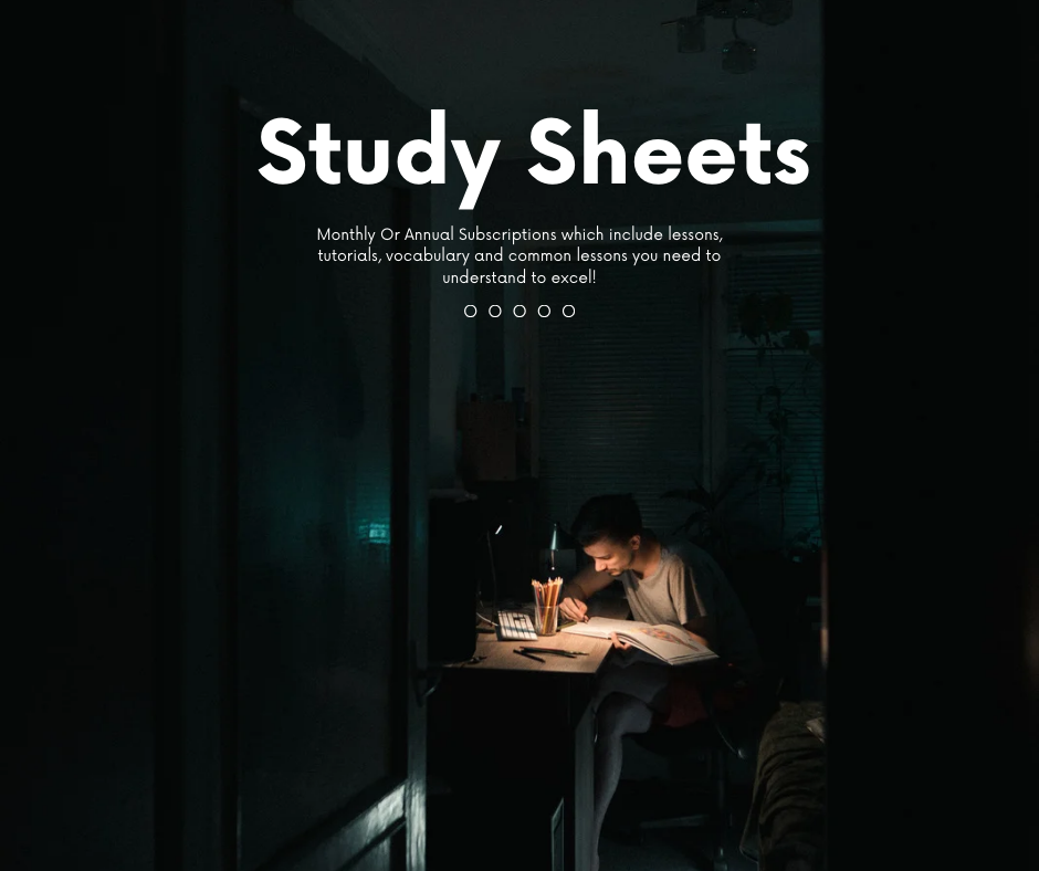 A person studying at a desk in a dimly lit room with a lamp, surrounded by study materials and a computer.