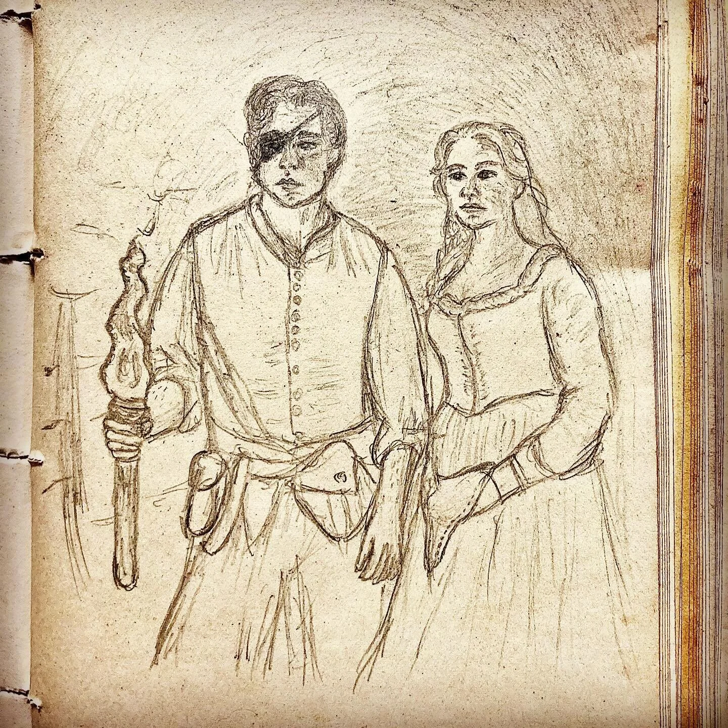 ✍️ Cecelia&rsquo;s Sketchbook

💕 Annabel and Charlie are two main characters of my historical romance novel, Secrets of Castle Rowley, shown in a scene here where they find themselves in the underground tunnels of the castle, searching for the answe