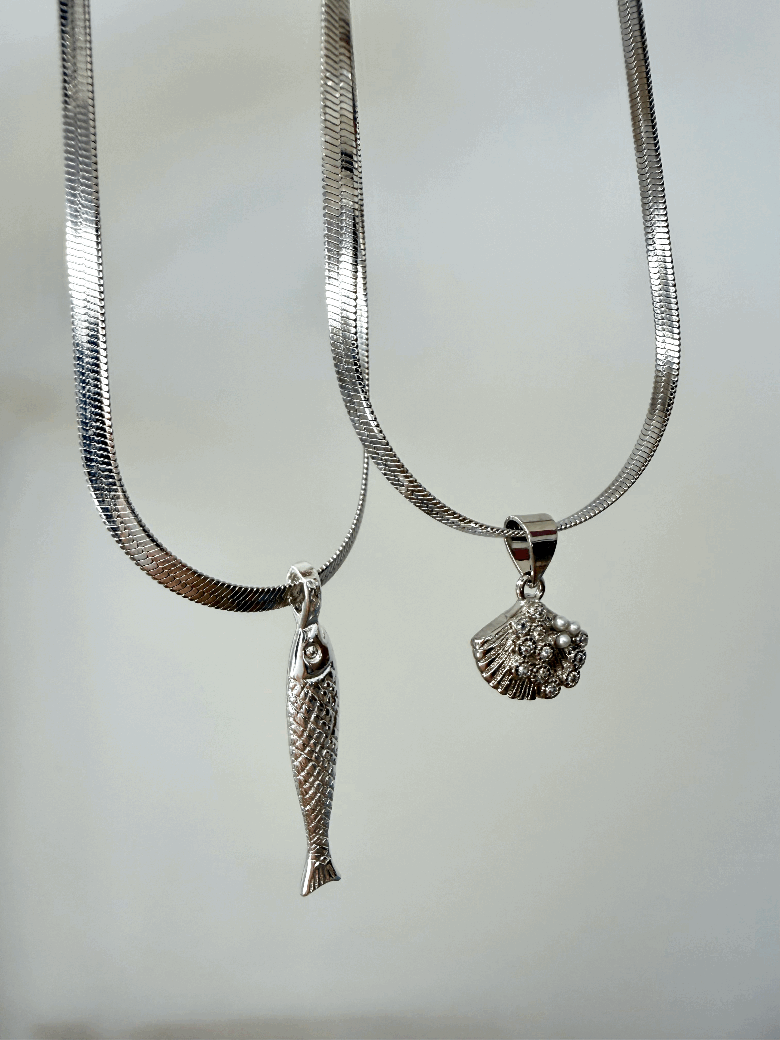 Silver Flat Chain w Charms