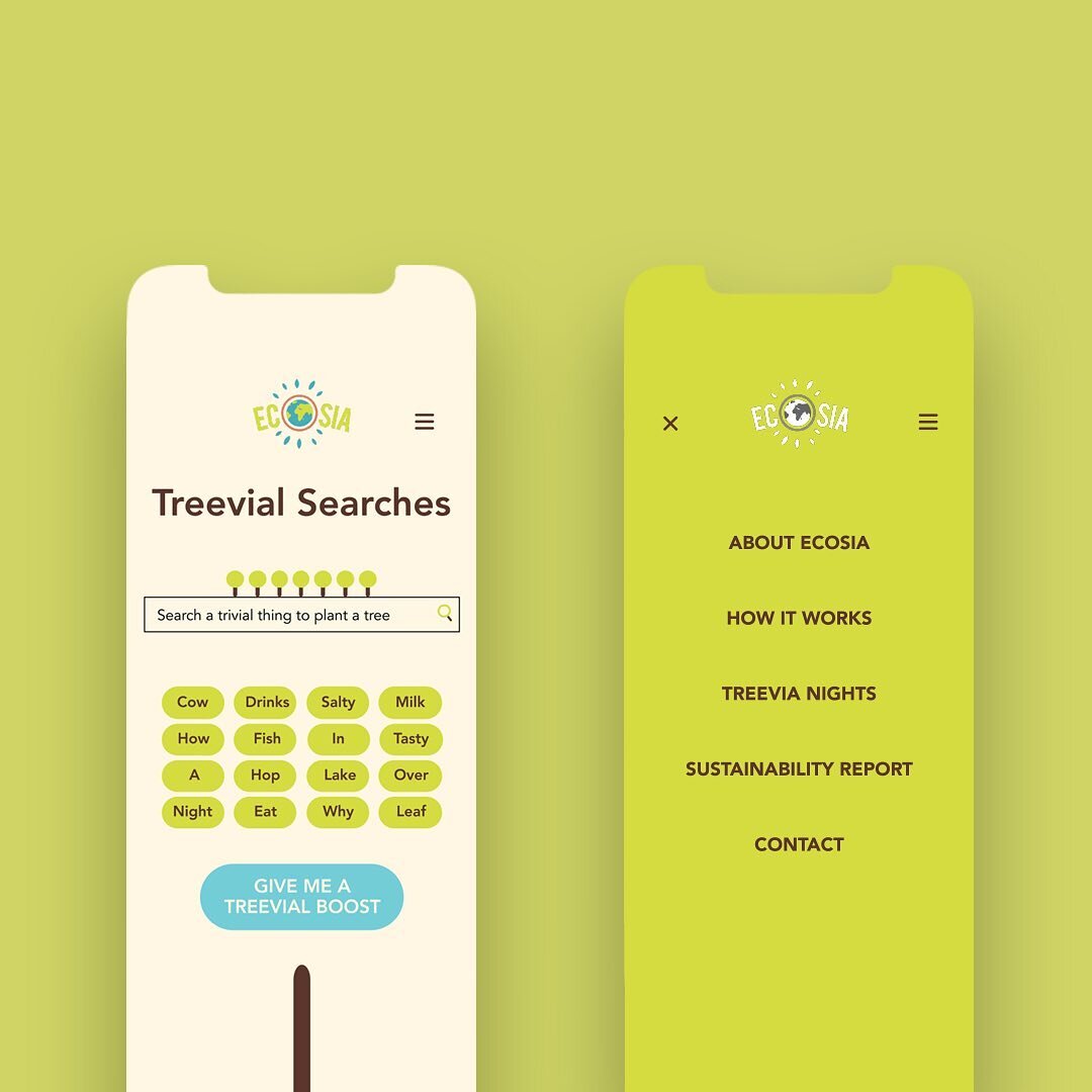 *Student concept work 

The mobile site for Treevial Searches - a campaign for Ecosia. Making meaningless searches meaningful 🌳🌳 Also we love our tree puns