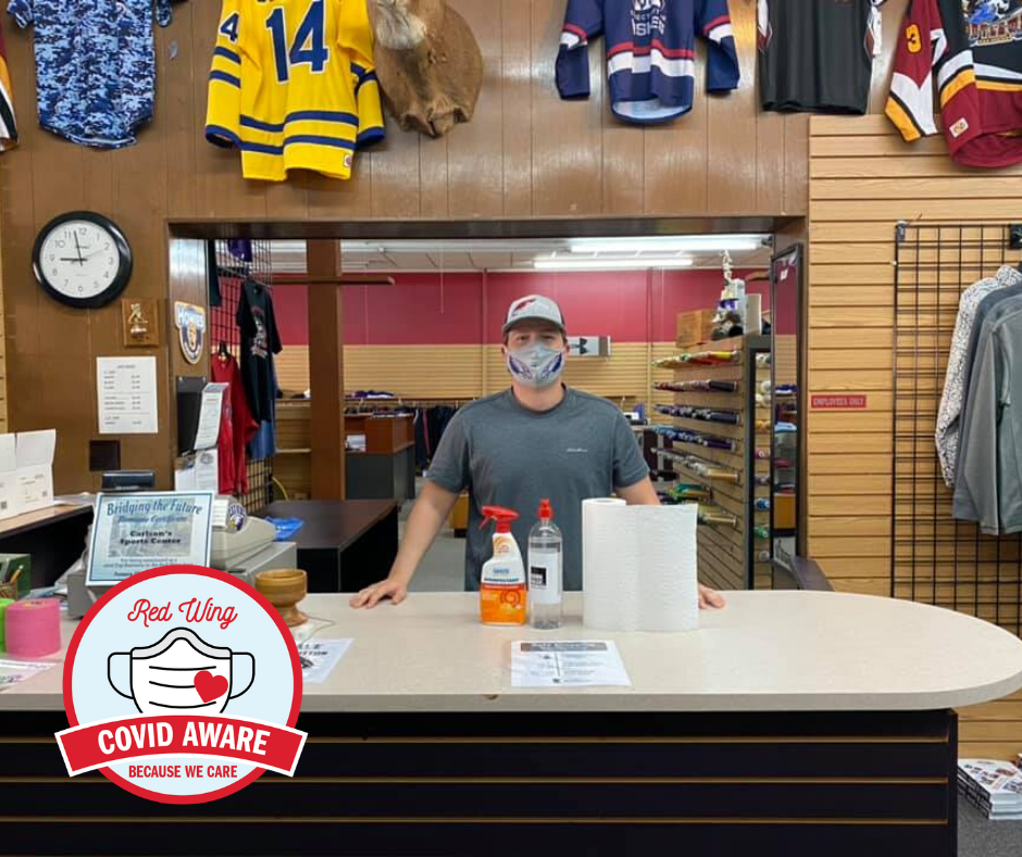 Featuring COVID Aware Because We Care Designated Business, Carlson's Sports Center!