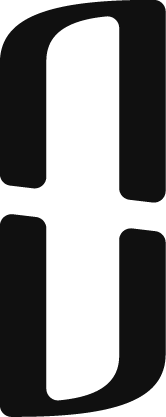 Ein schwarzes Symbol in Form eines umgedrehten Zwillings am schwarzen Hintergrund.