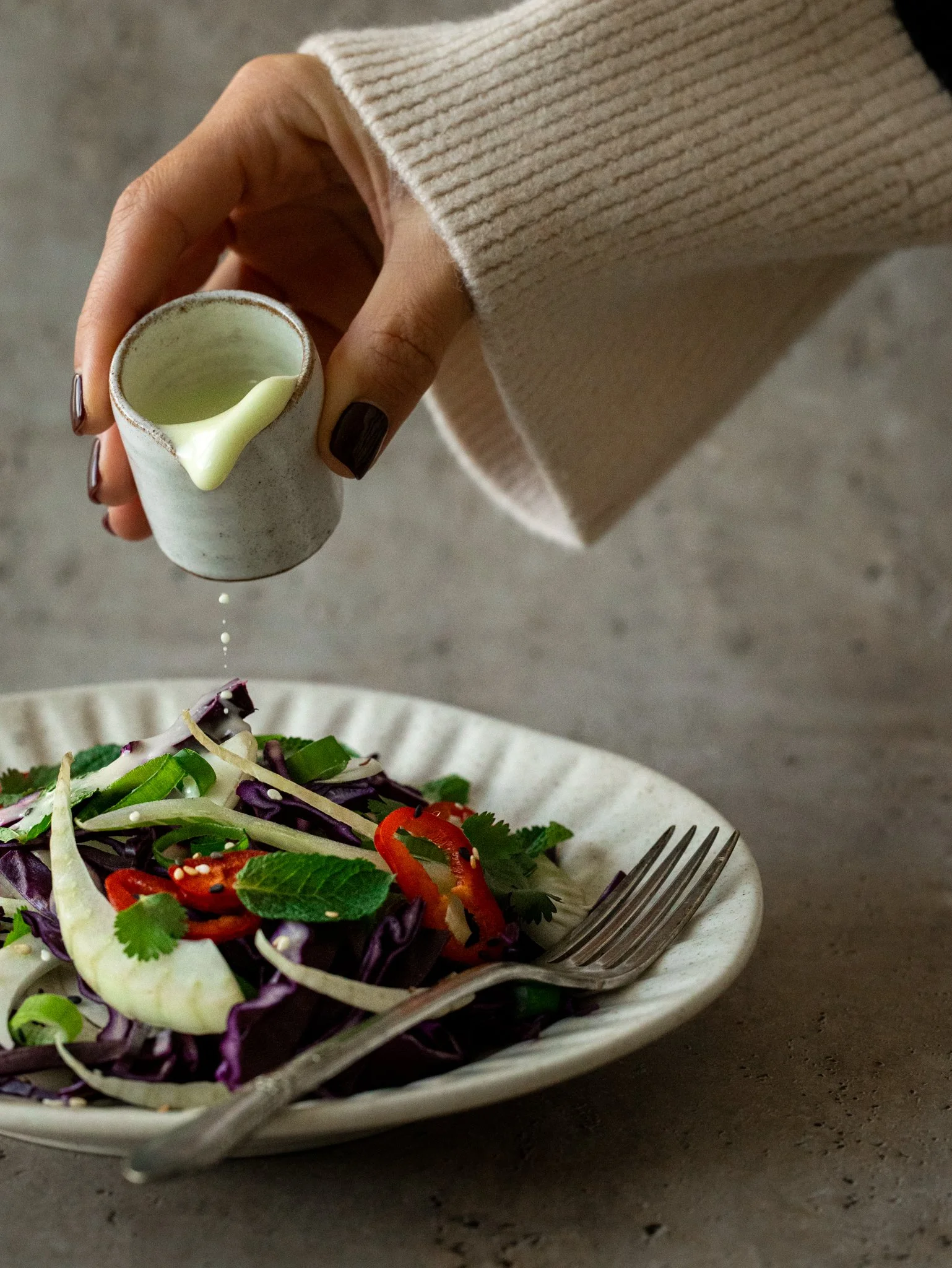 Amanida de cols, menta i llima