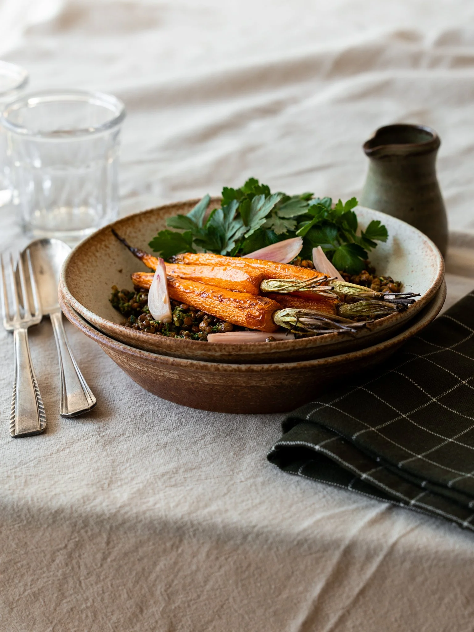 Amanida tèbia de llenties i pastanagues reinventada