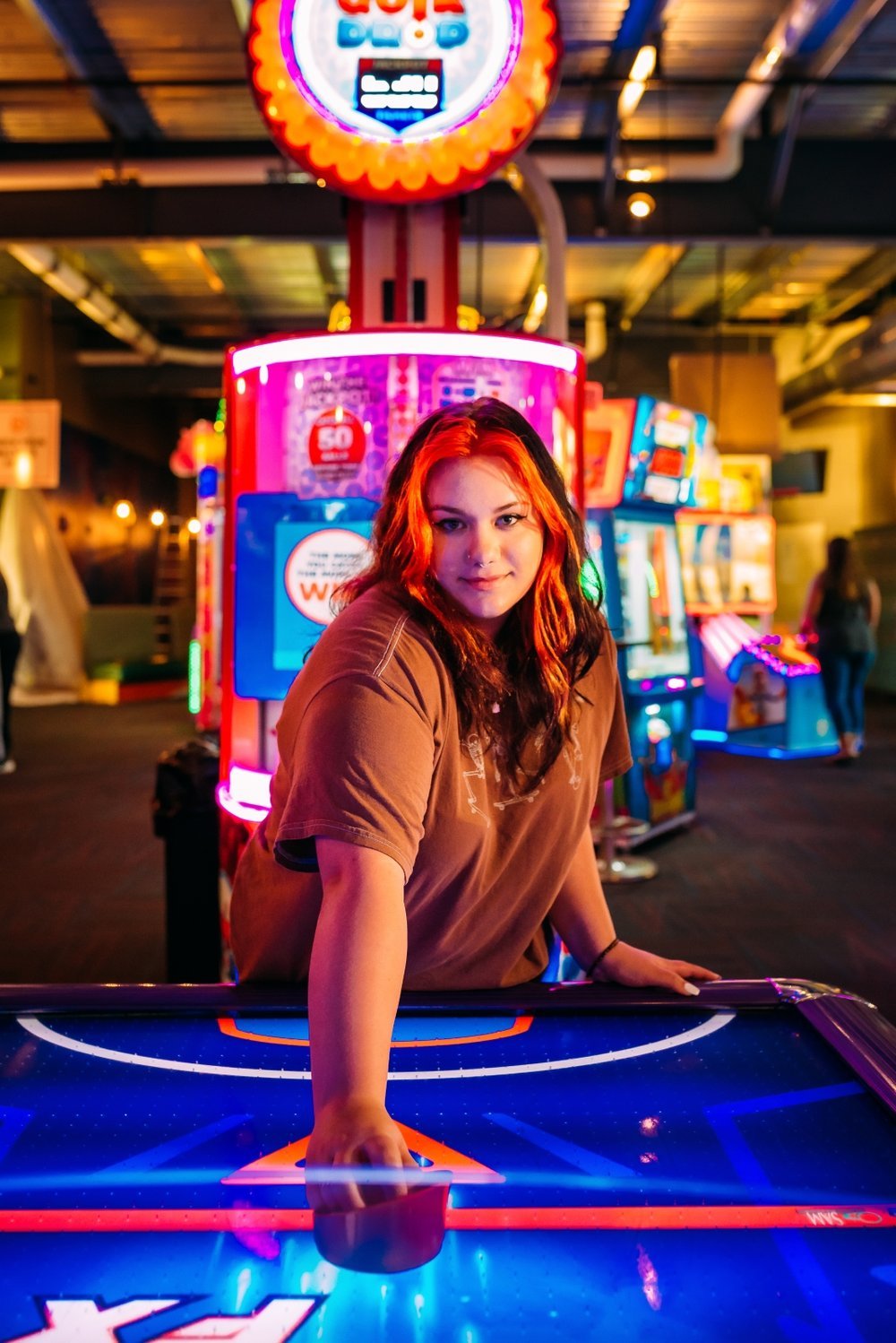 unique senior photos at wow arcade in wausau wisconsin