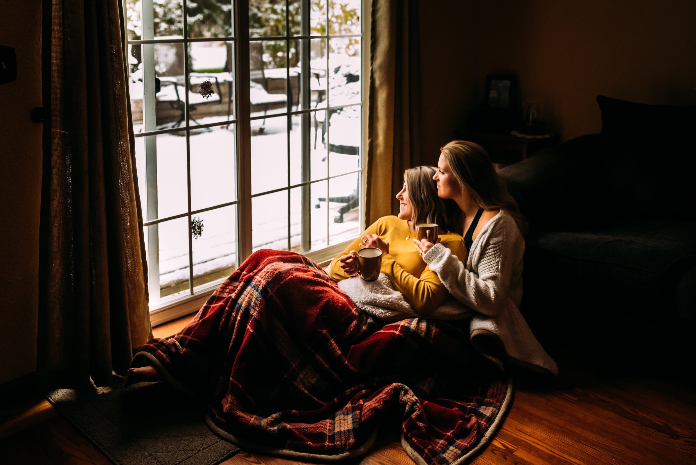 couple in love for beautiful wisconsin winter Engagement photos