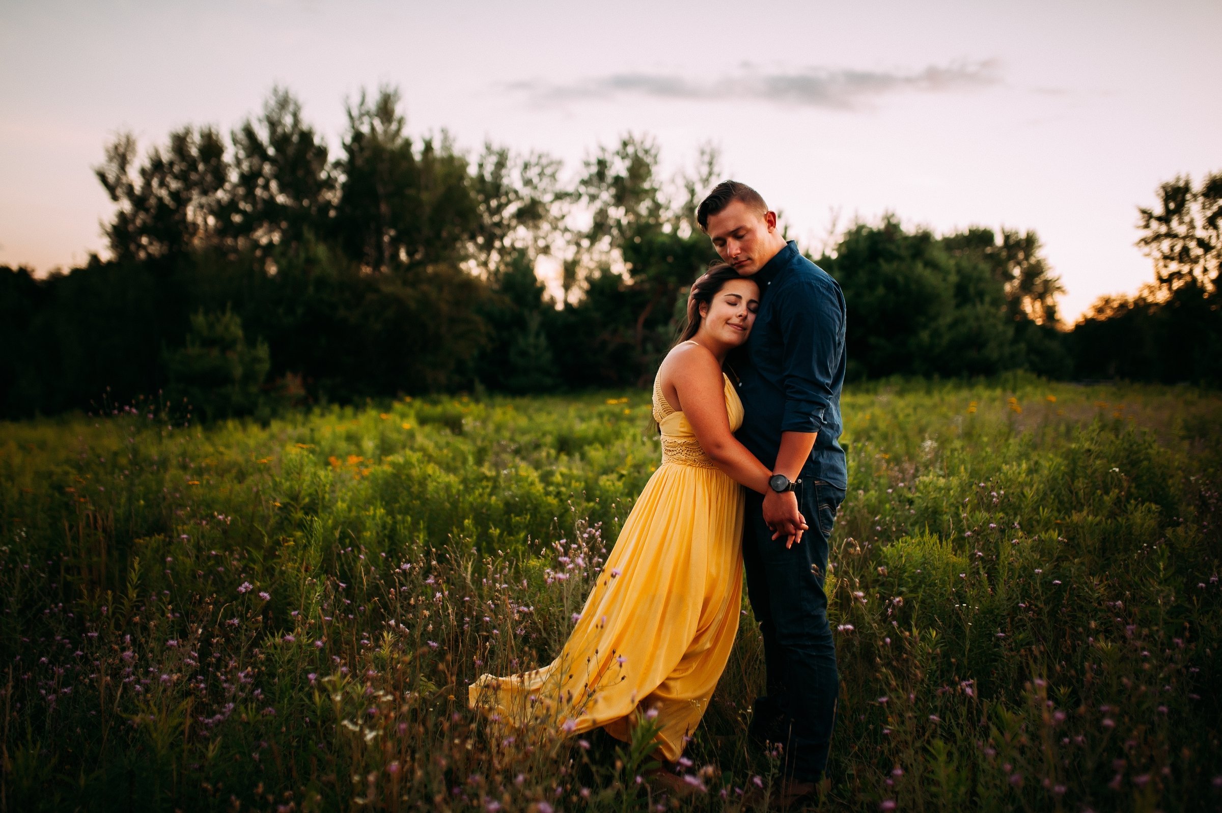 couple in love for beautiful wisconsin nature Engagement photos