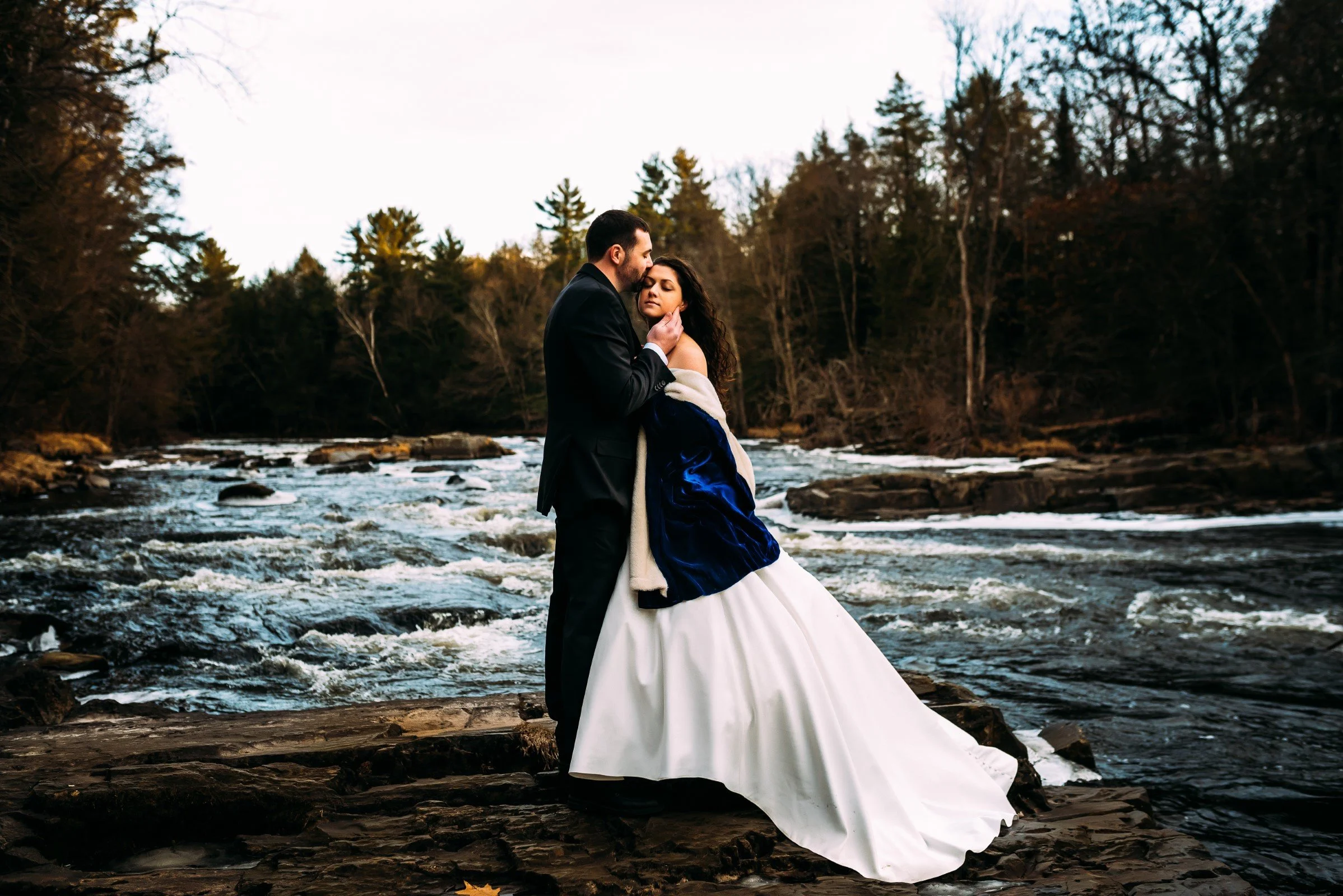 Winter Wonderland Wedding Portraits at Eau Claire Dells