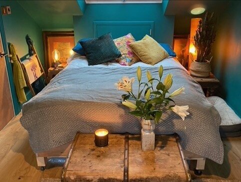 Beautiful tranquil loft bedroom &amp; en-suite. A perfect space to relax &amp; escape. Thank you to our lovely client on Brewer Street #loft #loftstyle #bedroom #bedroomdecor