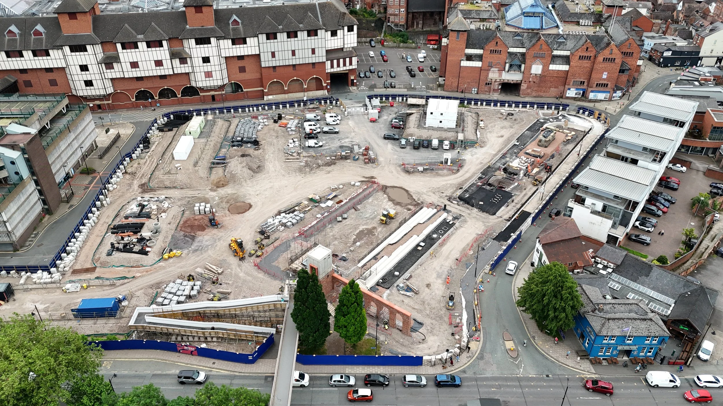 Drone image of the wider Riverside site and emerging Park